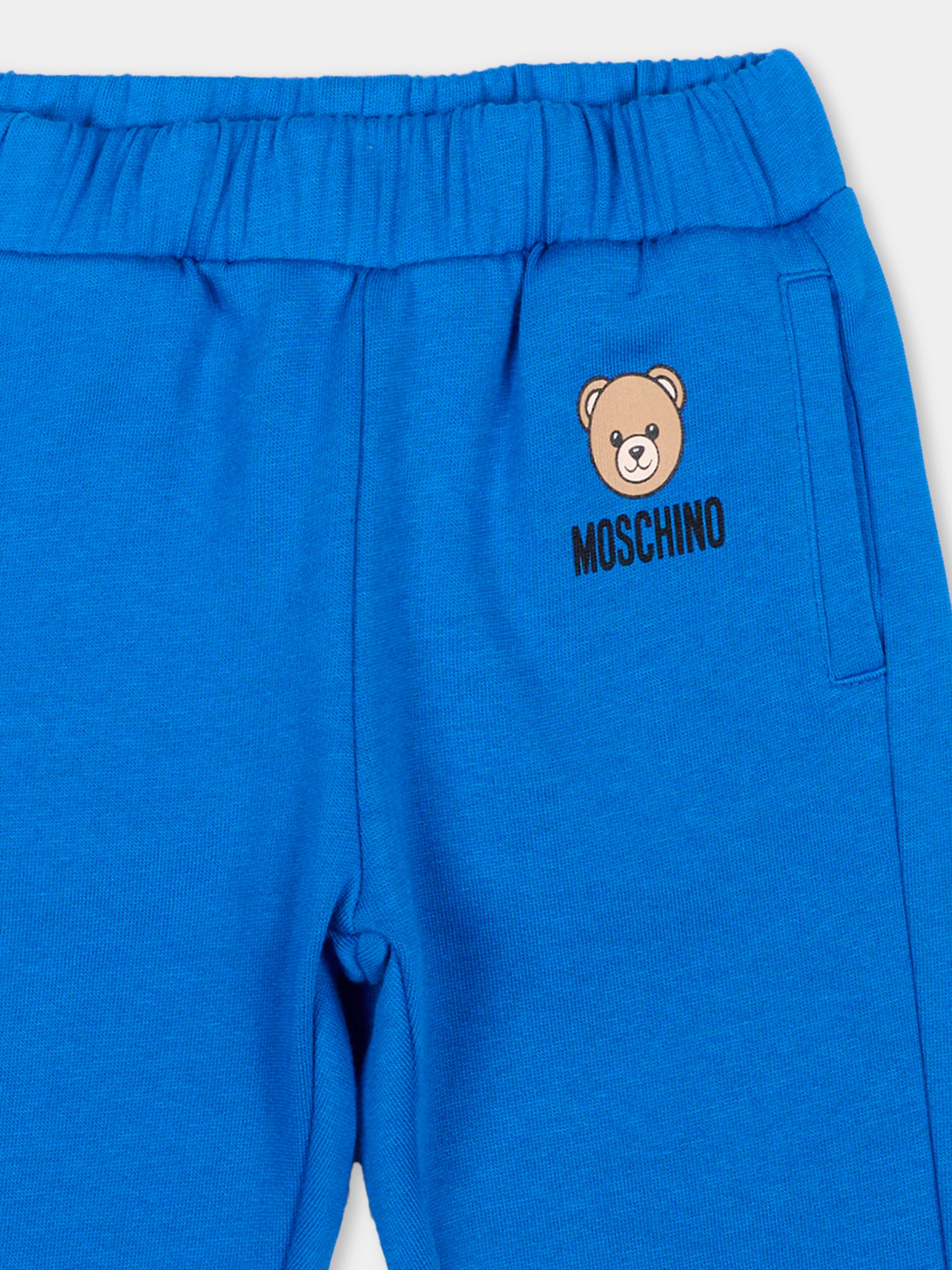 Pantaloni sportivi blu per neonato con Teddy Bear,Moschino Kids,MUP05X LCA92 40157