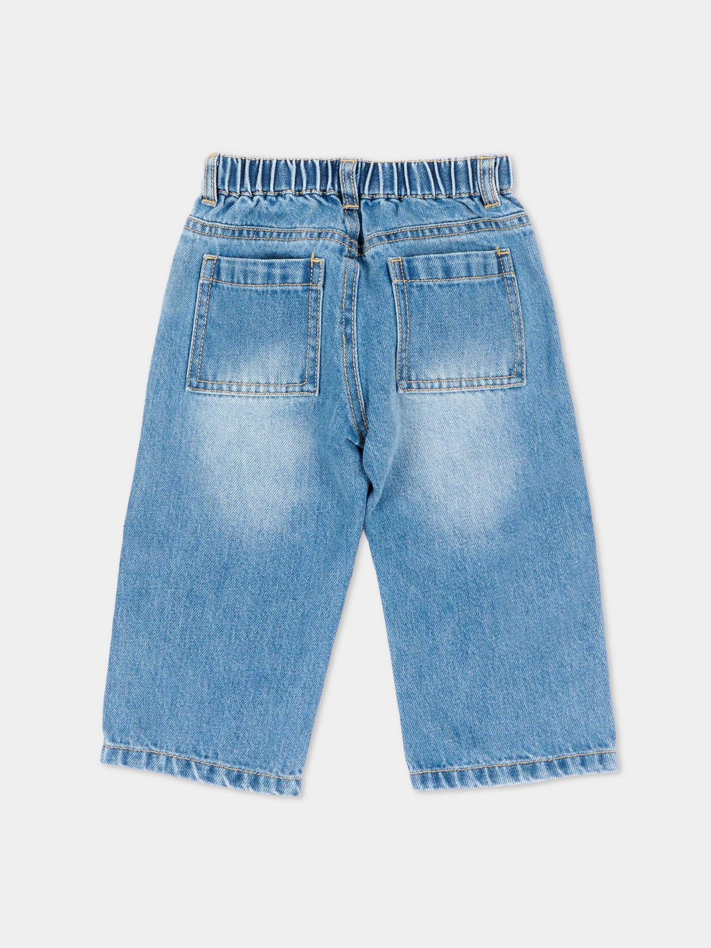 Jeans denim per neonato con teddy bear,Moschino Kids,MUP05Z L0E36 41040