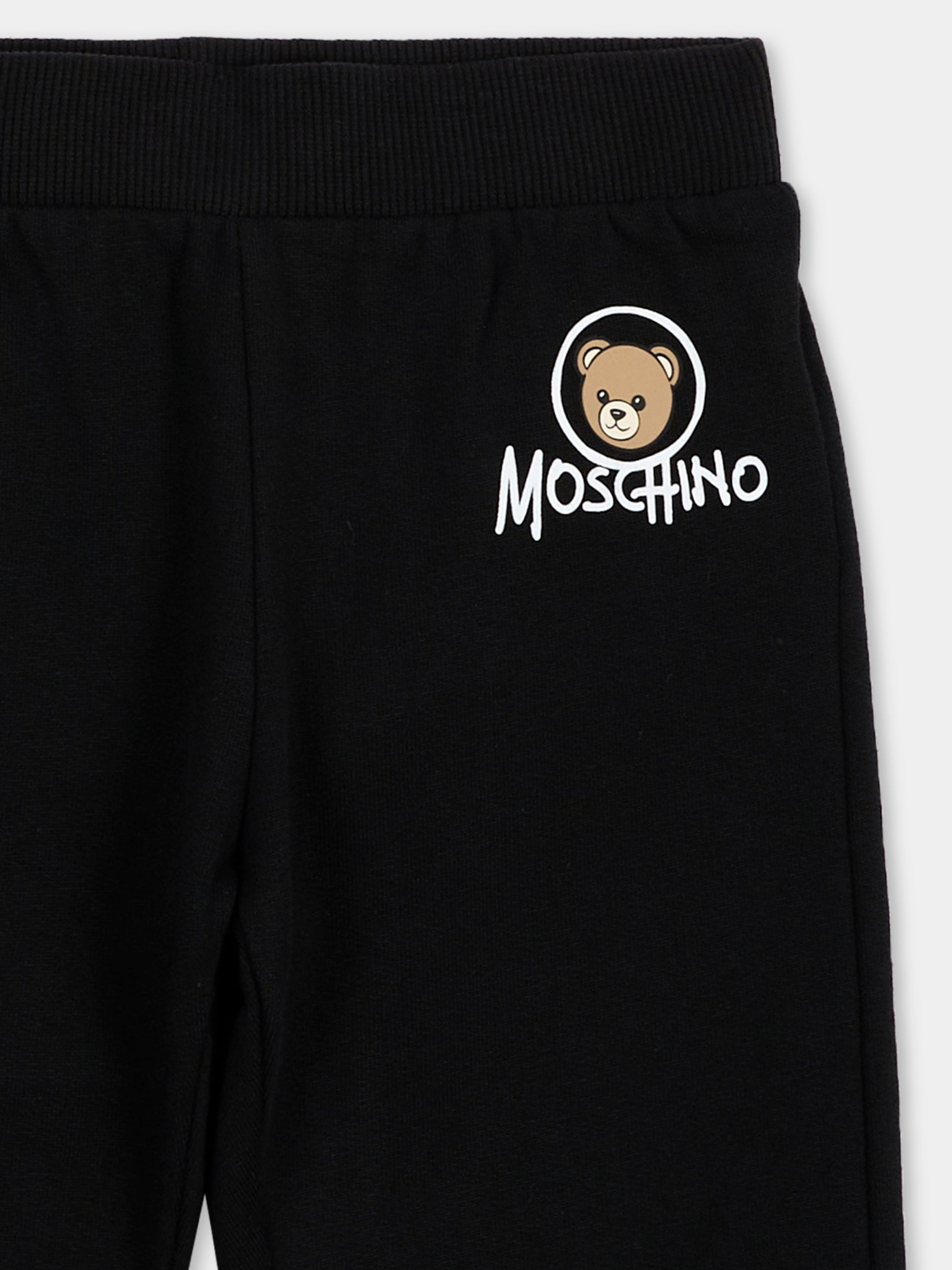 Pantalone nero per neonati con Teddy Bear,Moschino Kids,MUP062 LCA83 60100
