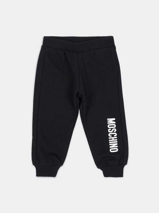 Pantalone nero per neonati con logo,Moschino Kids,MUP064 LCA93 60100