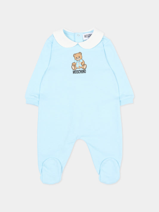 Tutina azzurra per neonato con Teddy Bear,Moschino Kids,MUT04Z LCA40 40304