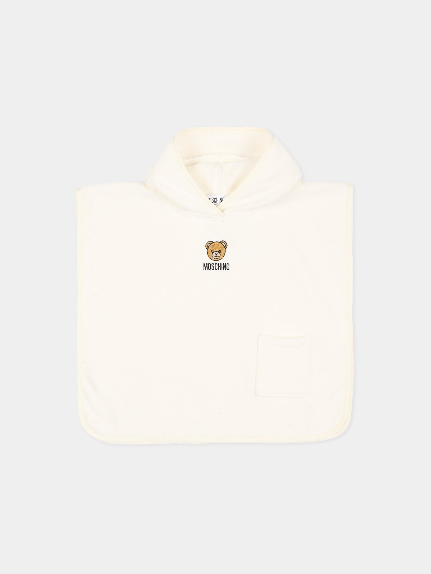 Accappatoio avorio per neonati con Teddy Bear,Moschino Kids,MUX05X LGA24 10063