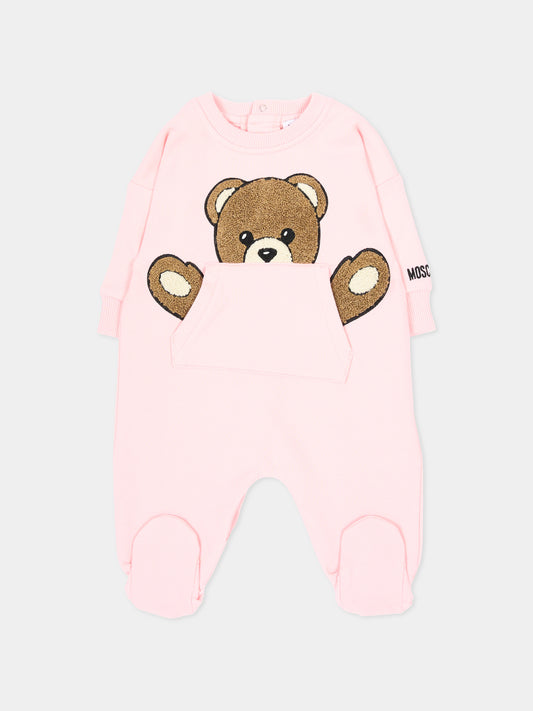 Tutina rosa per neonata con Teddy Bear,Moschino Kids,MUY09H LCA93 50209