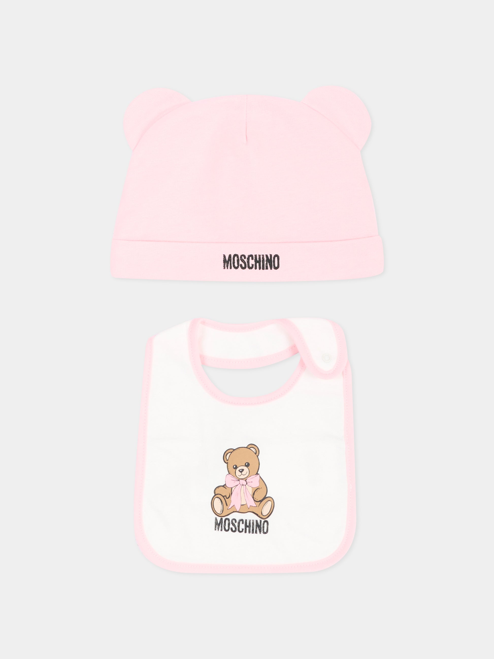 Set accessori rosa per neonata con Teddy Bear,Moschino Kids,MUY09L LCA40 50209