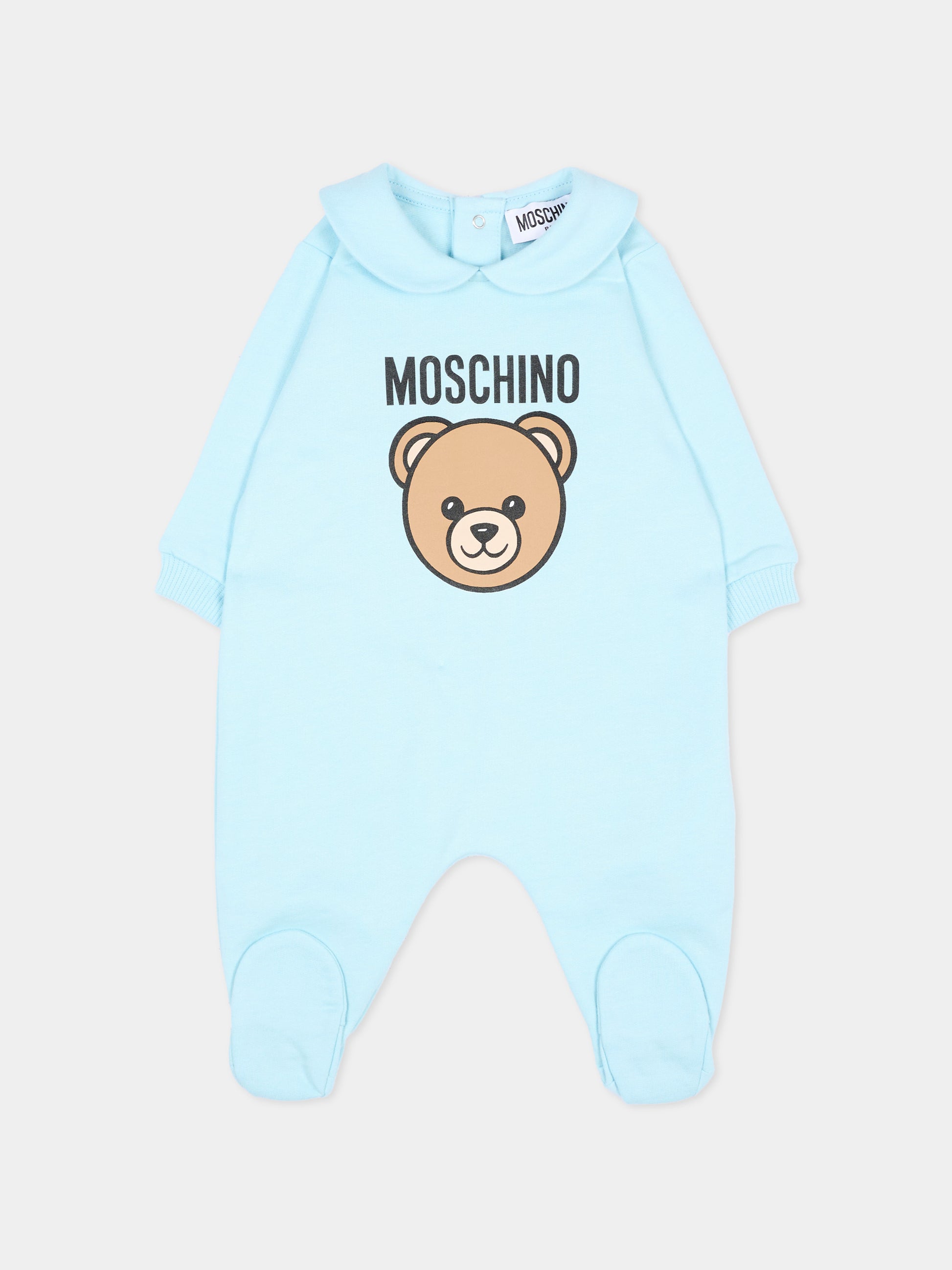 Set tutina azzurro per neonato con Teddy Bear,Moschino Kids,MUY09P LCA40 40304