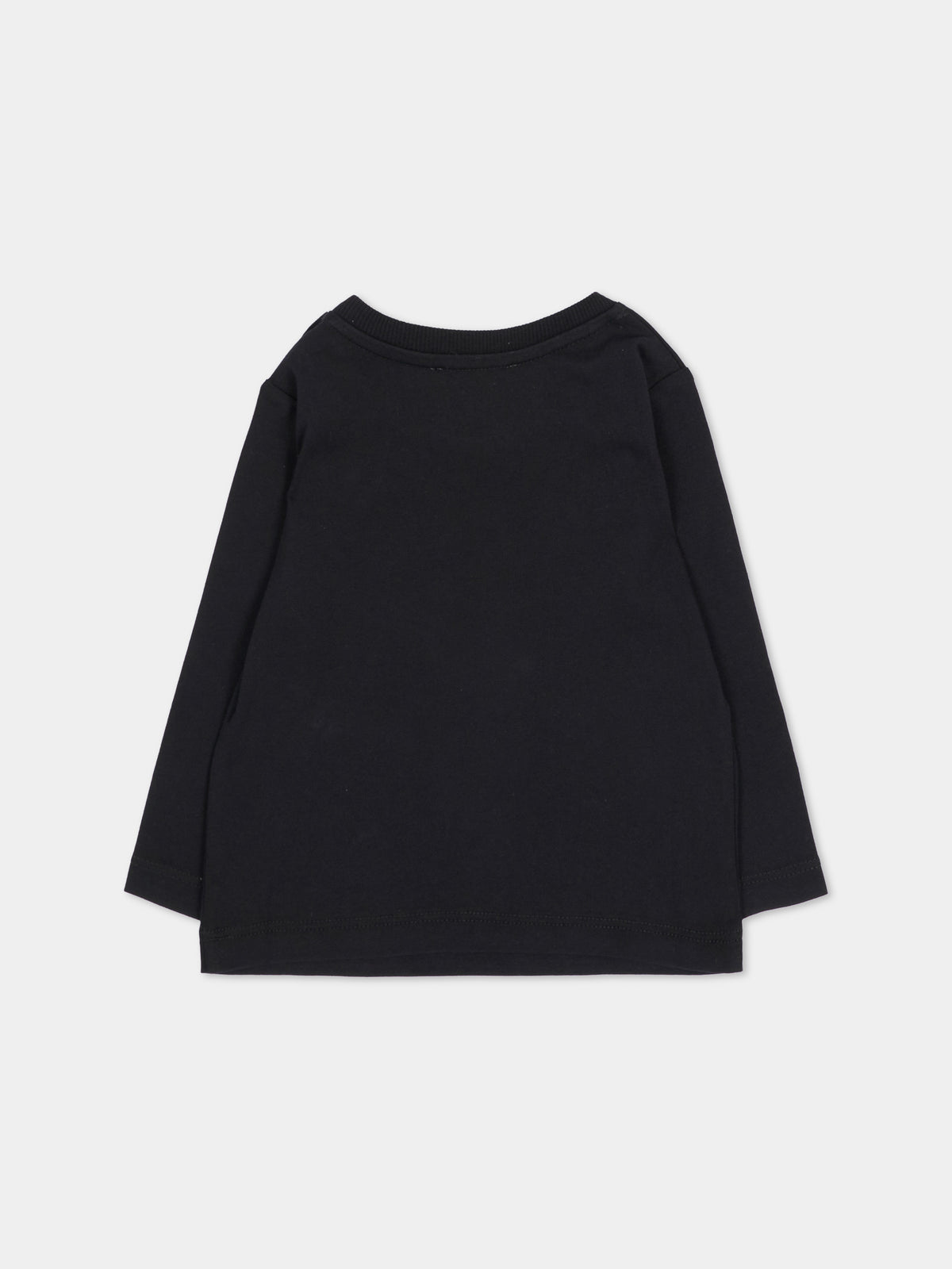 T-shirt a manica lunga nera per neonati con logo,Moschino Kids,MZO014 LAA59 60100