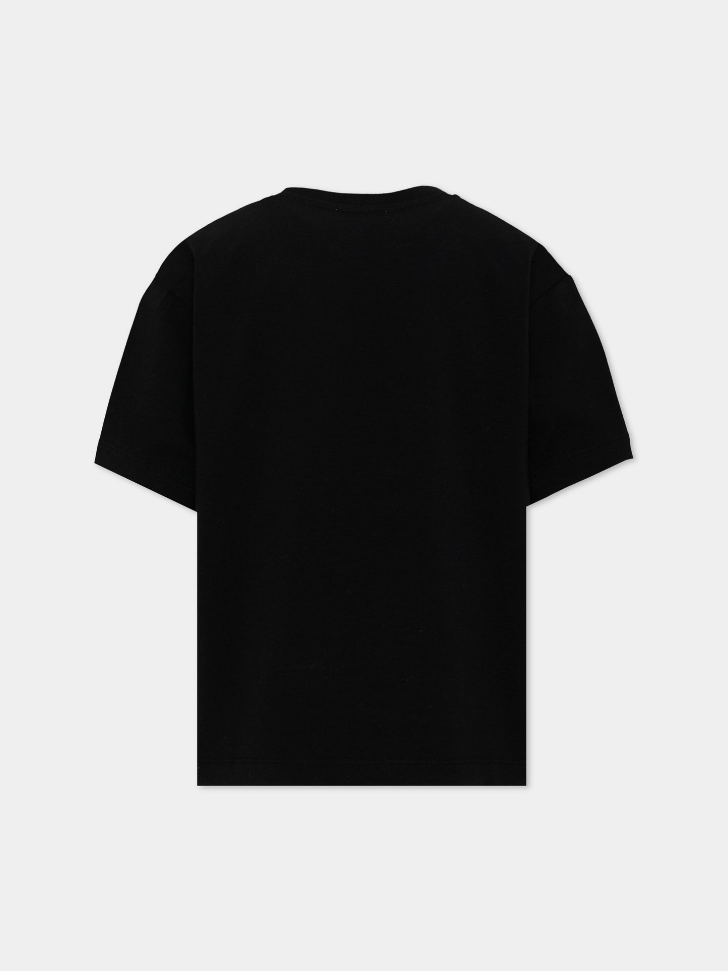 T-Shirt nera per bambina con Teddy Bear,Moschino Kids,H1M060 LBA11 60100