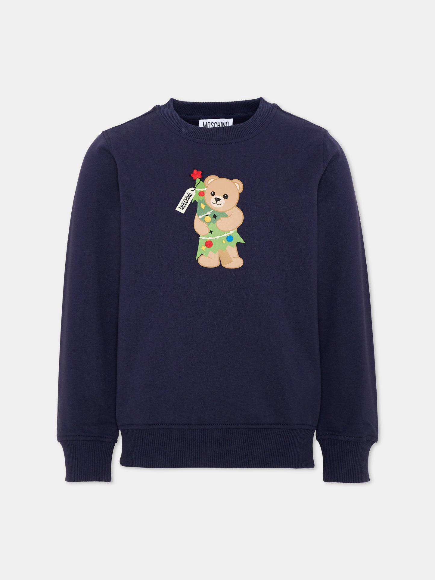 Felpa blu per bambini con Teddy Bear,Moschino Kids,H5F08V LCA61 40016