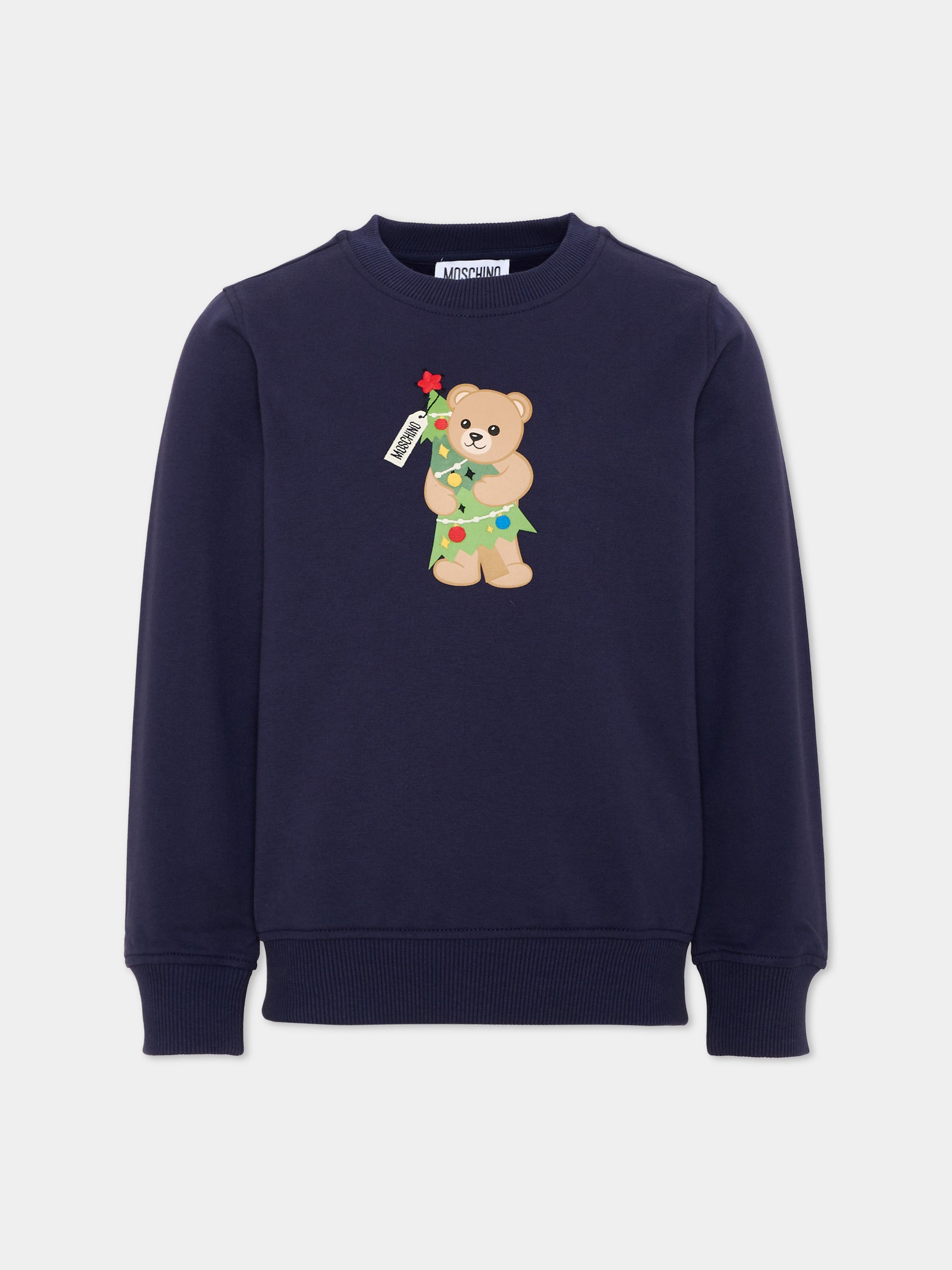 Felpa blu per bambini con Teddy Bear,Moschino Kids,H5F08V LCA61 40016
