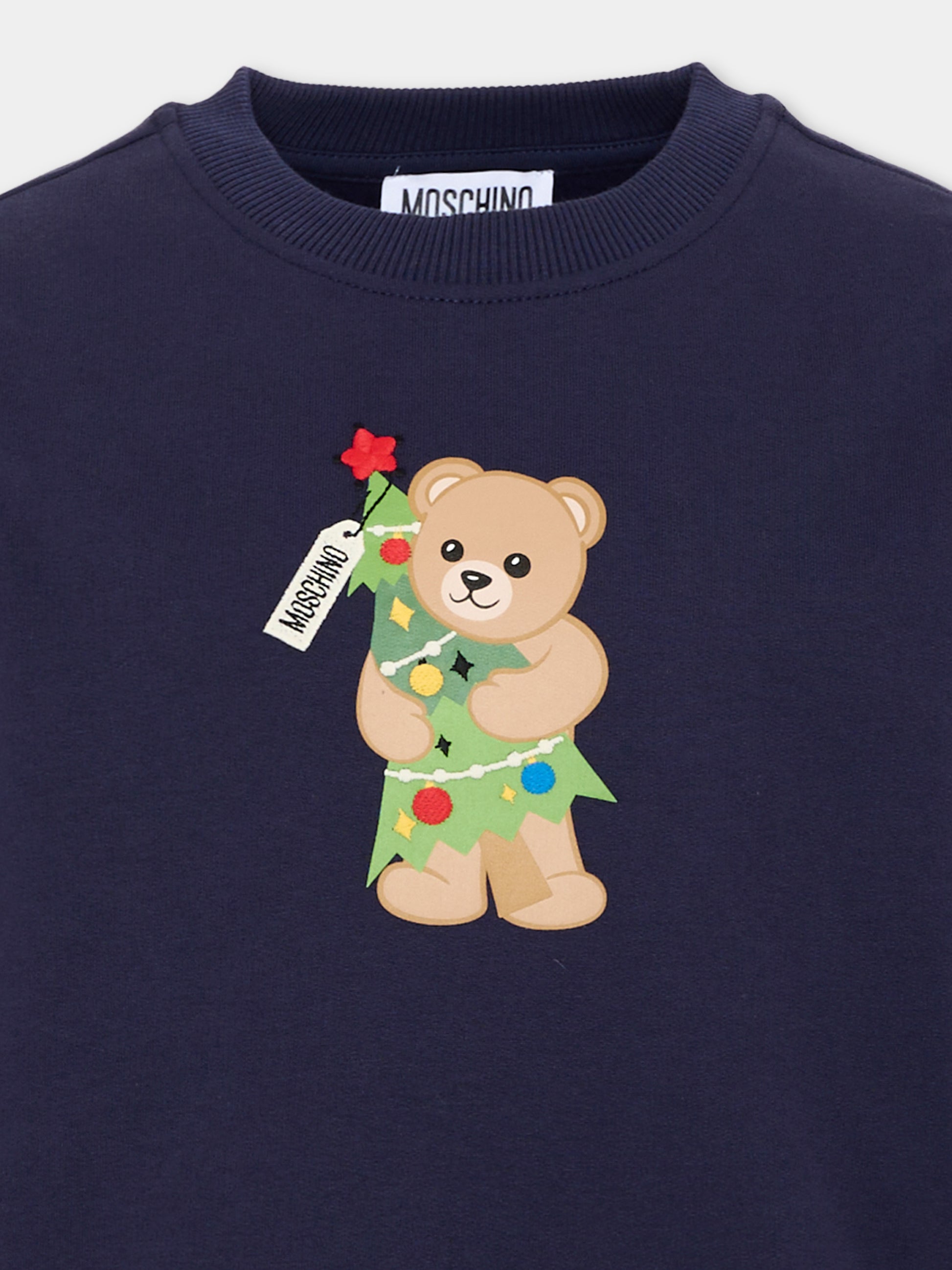 Felpa blu per bambini con Teddy Bear,Moschino Kids,H5F08V LCA61 40016