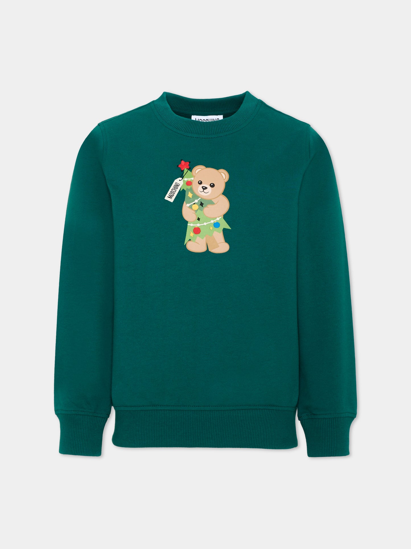 Felpa verde per bambini con Teddy Bear,Moschino Kids,H5F08V LCA61 30327