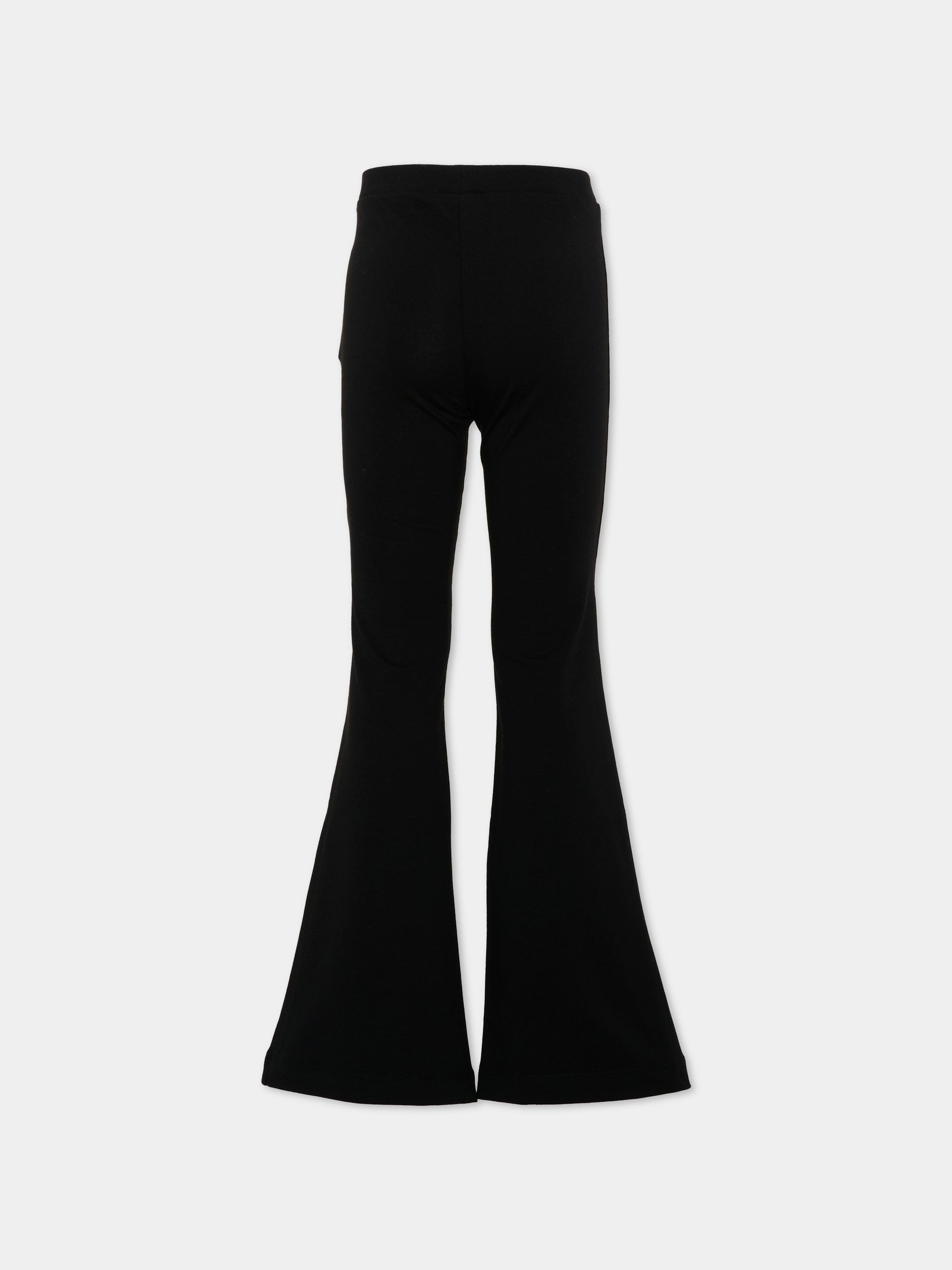 Leggings nero per bambina con logo,Moschino Kids,HDP07E LBA42 60100