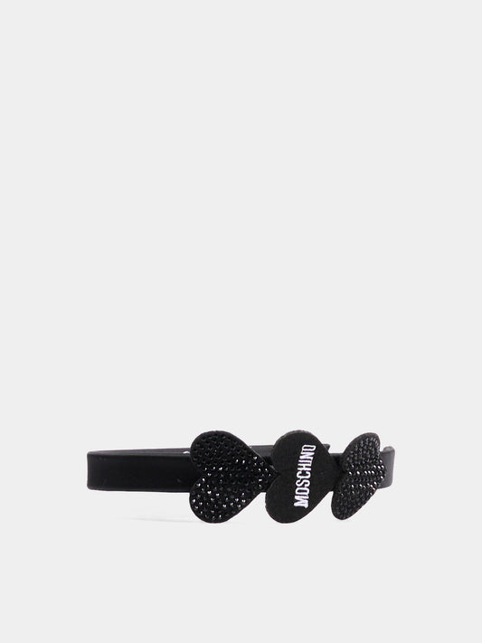 Cerchietto nero per bambina con cuori,Moschino Kids,HDX01P LRA12 60100