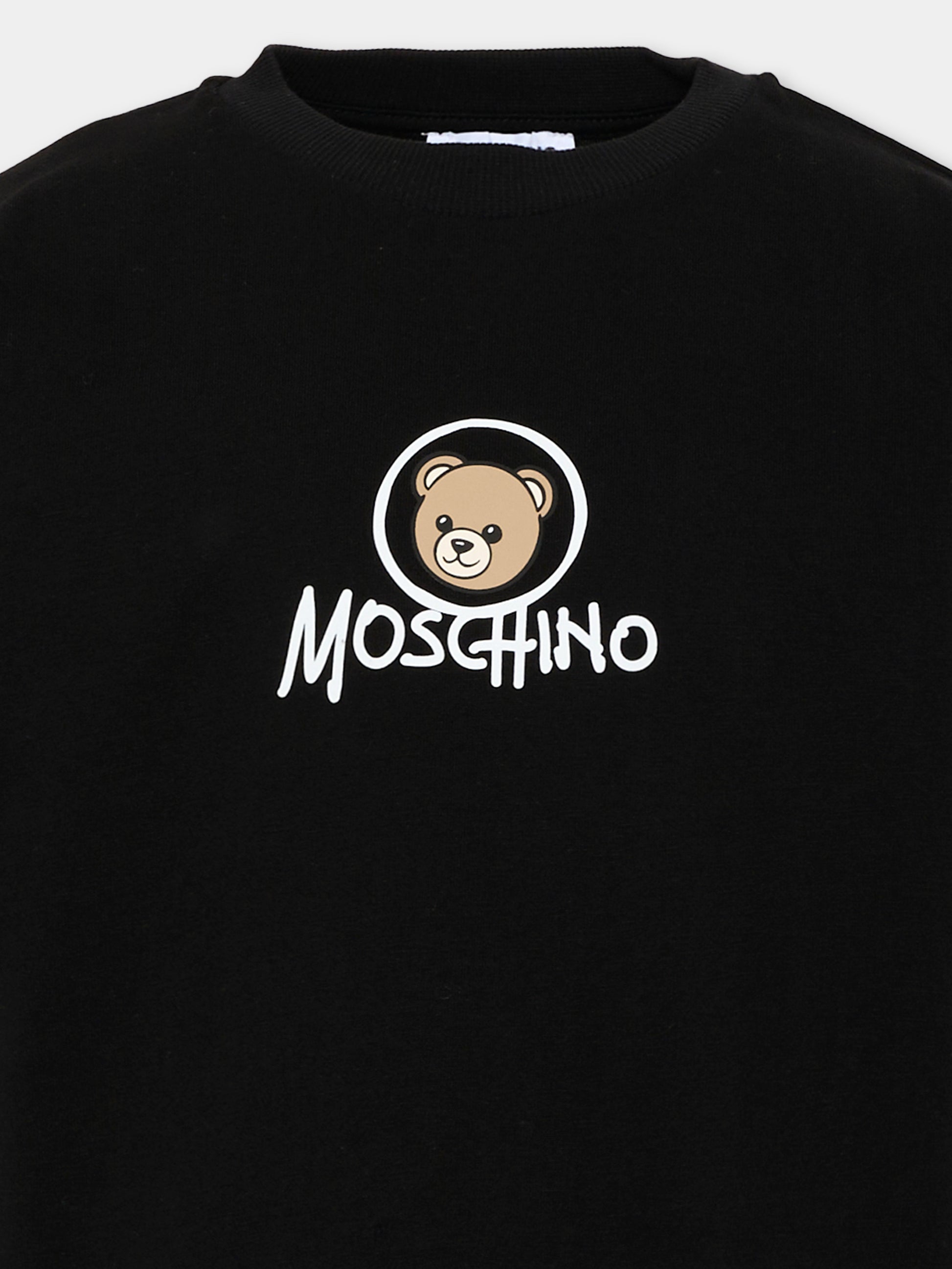 T-Shirt nera per bambini con Teddy Bear,Moschino Kids,HMM05W LAA34 60100