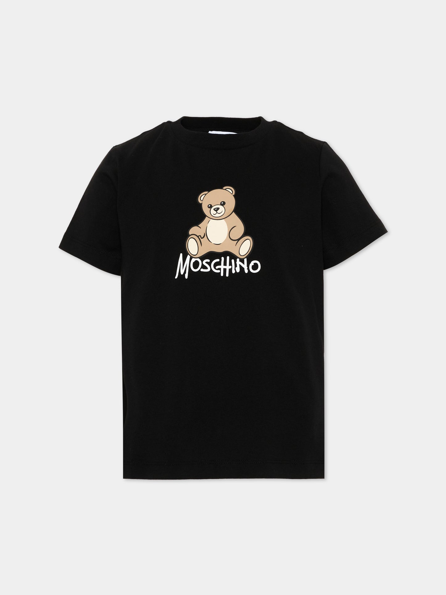 T-Shirt nera per bambini con Teddy Bear,Moschino Kids,HNM05V LAA10 60100