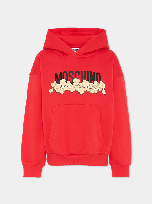 Felpa rossa per bambino con logo,Moschino Kids,HUF09Z LCA83 50109