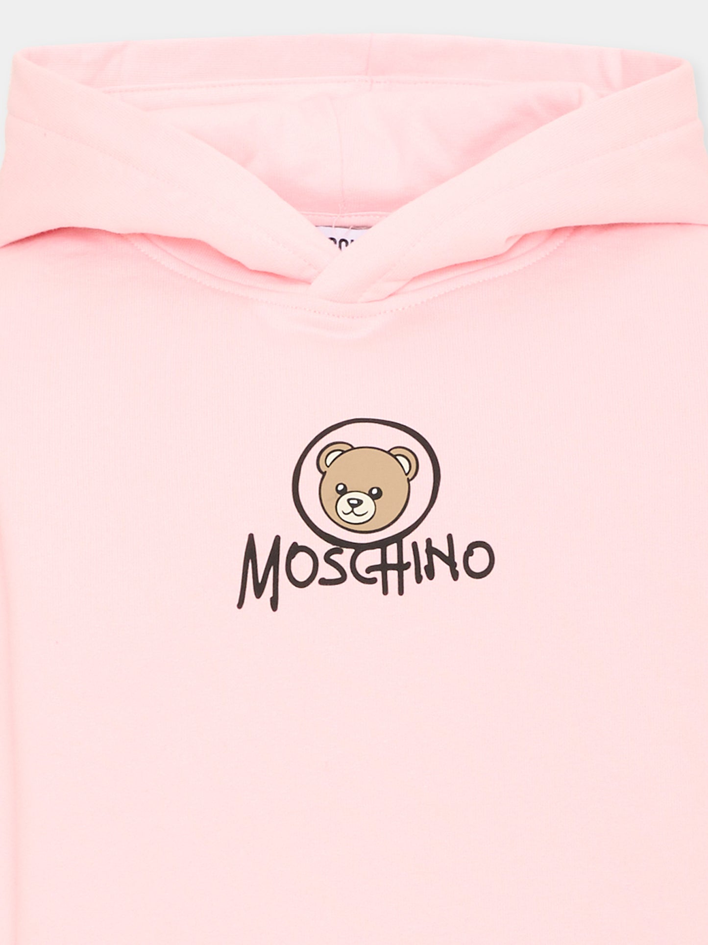 Felpa rosa per bambina con Teddy Bear,Moschino Kids,HUF0A7 LCA83 50209