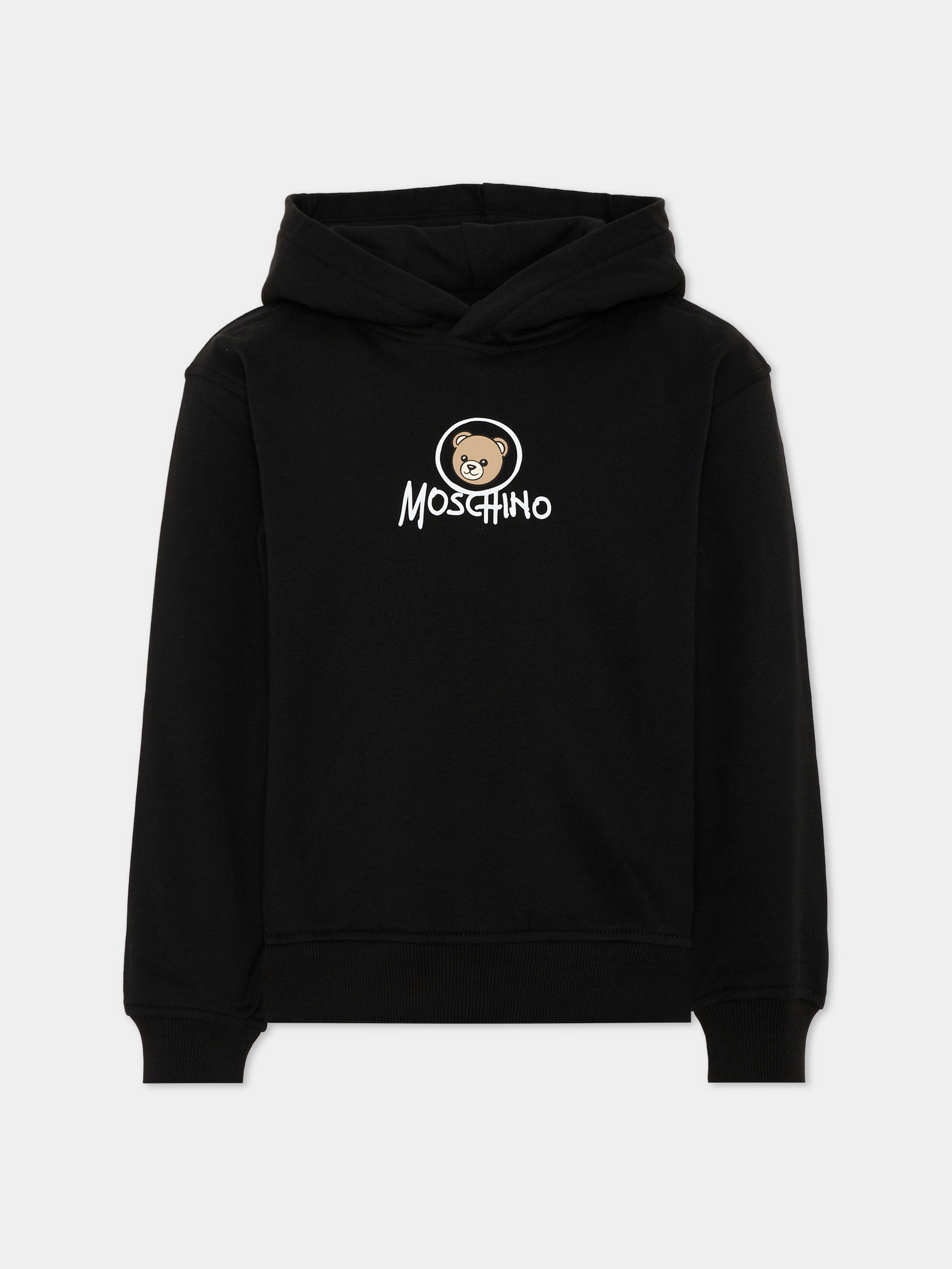 Felpa nera per bambini con Teddy Bear,Moschino Kids,HUF0A7 LCA83 60100