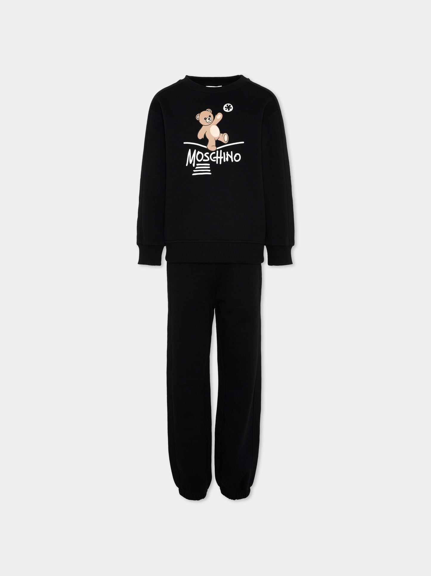 Completo sportivo lungo nero con teddy bear,Moschino Kids,HUK04N LCA83 60100
