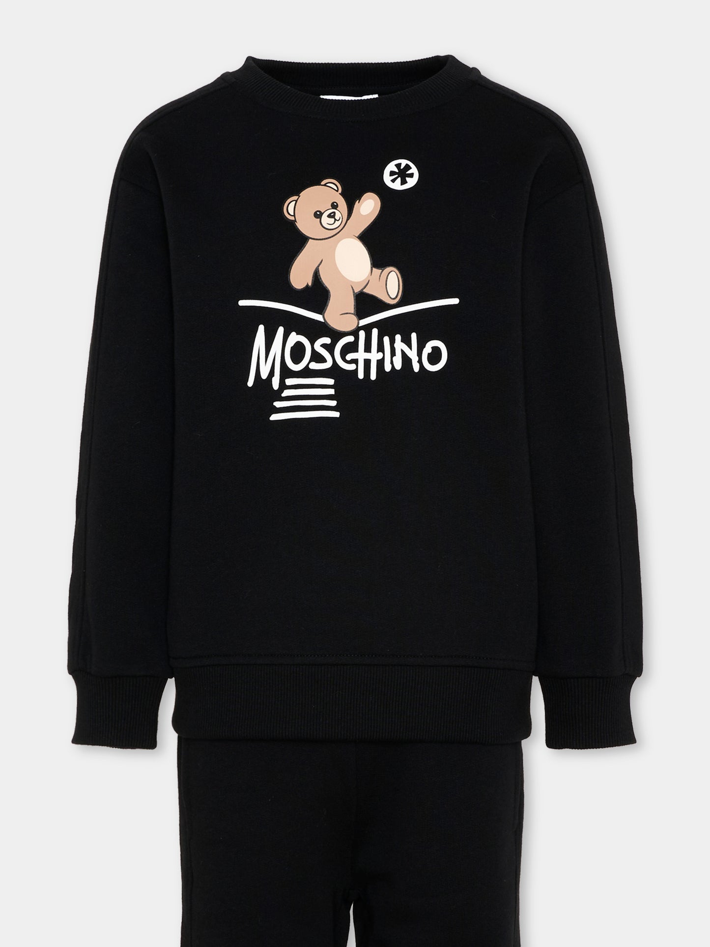 Completo sportivo lungo nero con teddy bear,Moschino Kids,HUK04N LCA83 60100