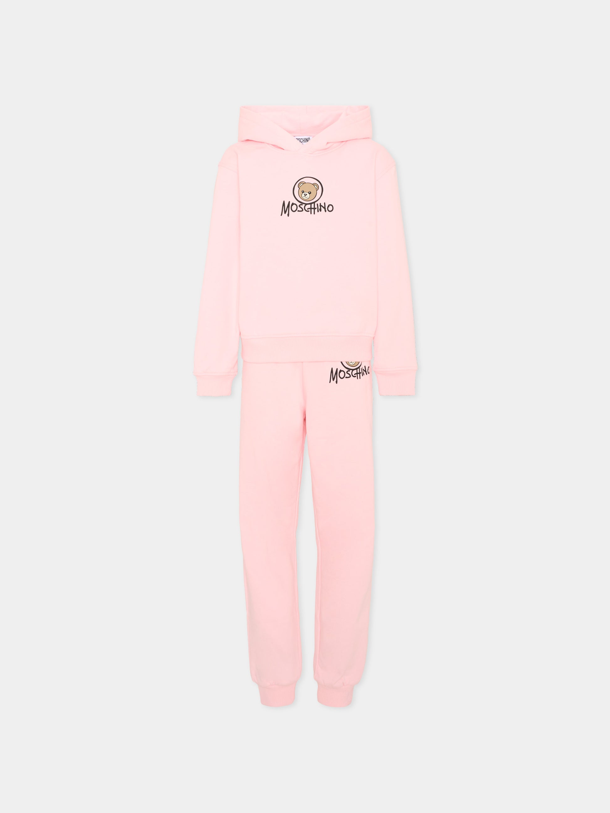 Completo sportivo rosa per bambina con Teddy Bear,Moschino Kids,HUK04R LCA83 50209