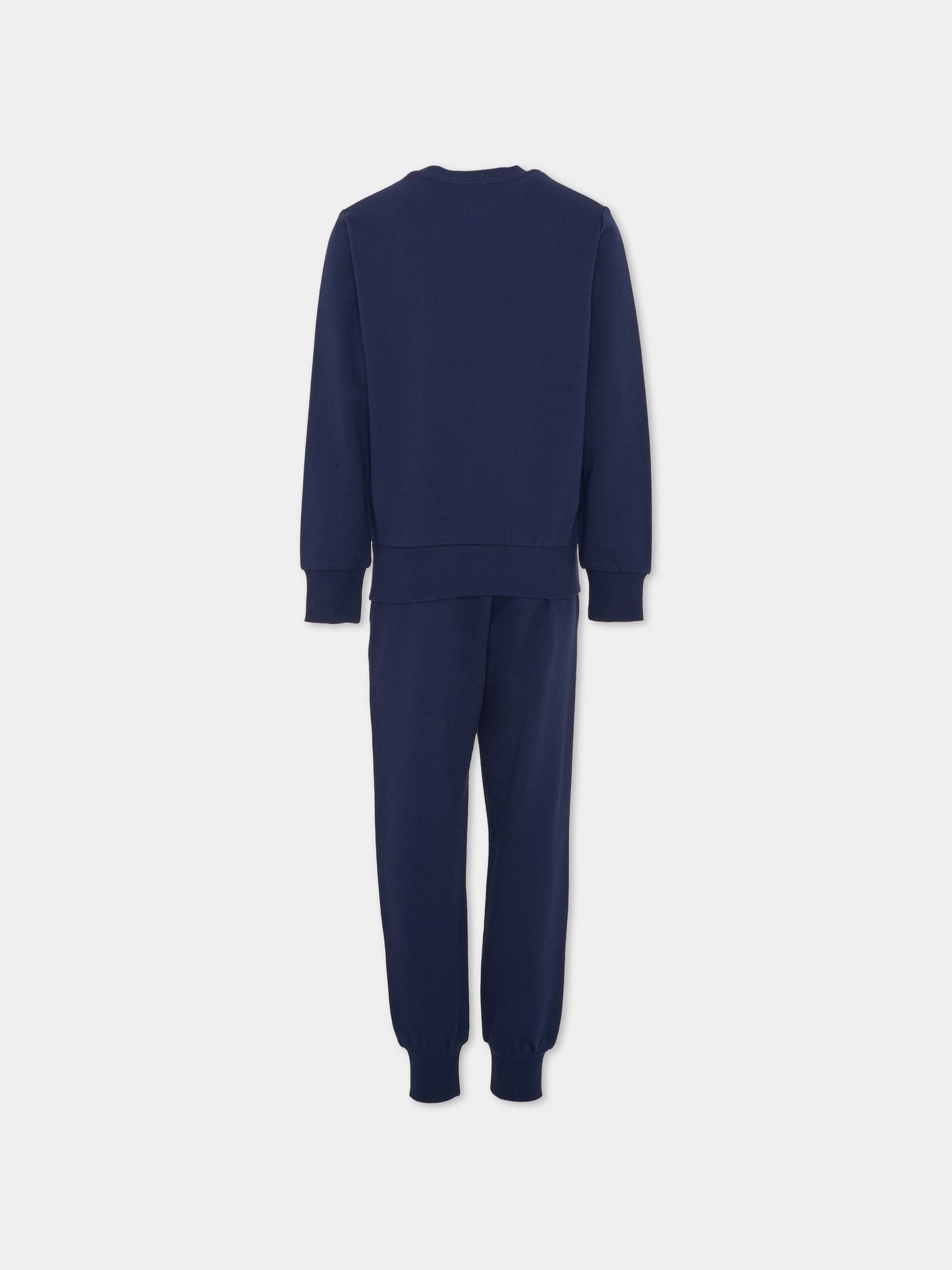 Completo sportivo lungo blu per bambini con logo,Moschino Kids,HUK04S LCA93 40016
