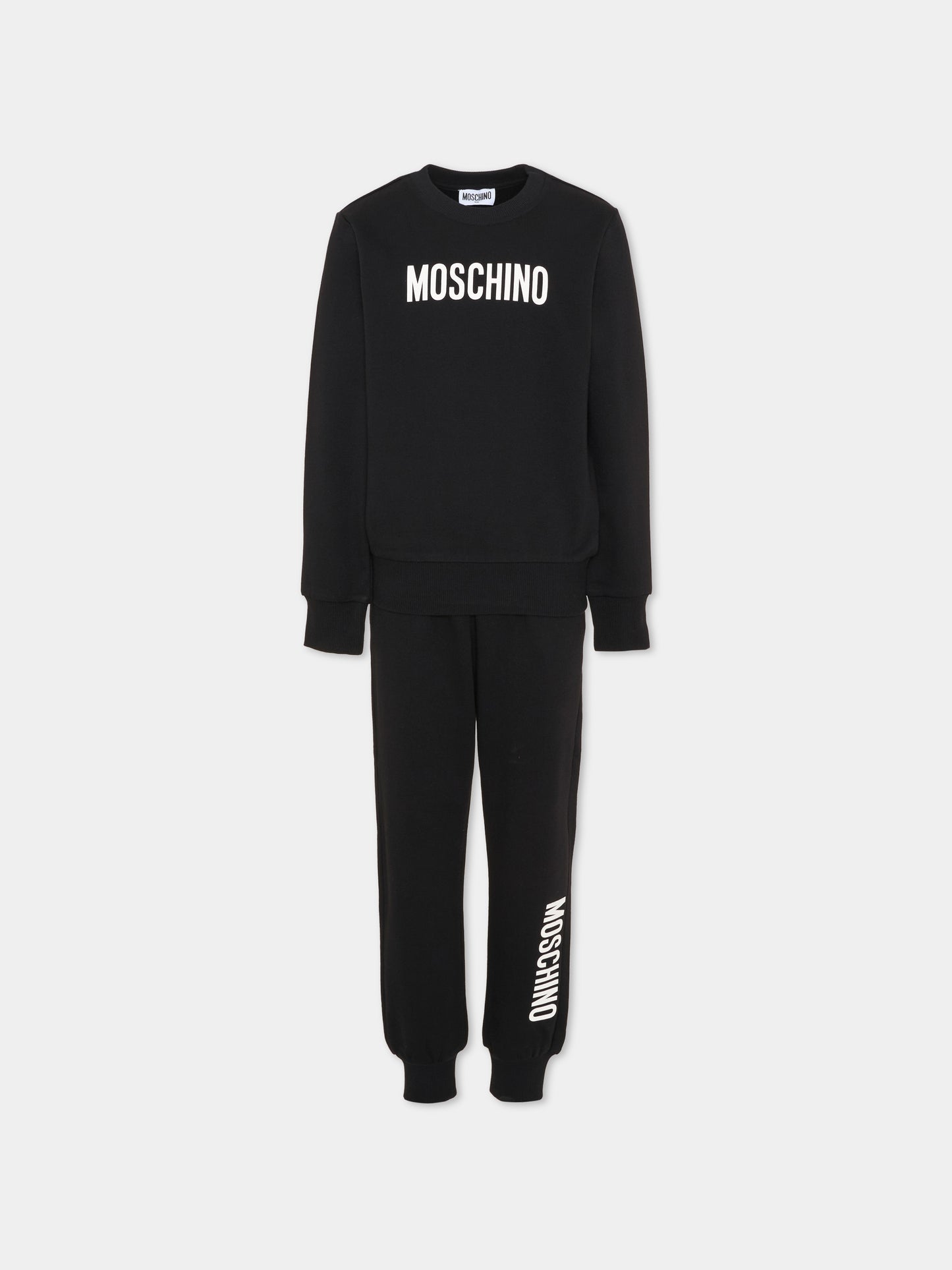Completo sportivo lungo nero per bambini con logo,Moschino Kids,HUK04S LCA93 60100