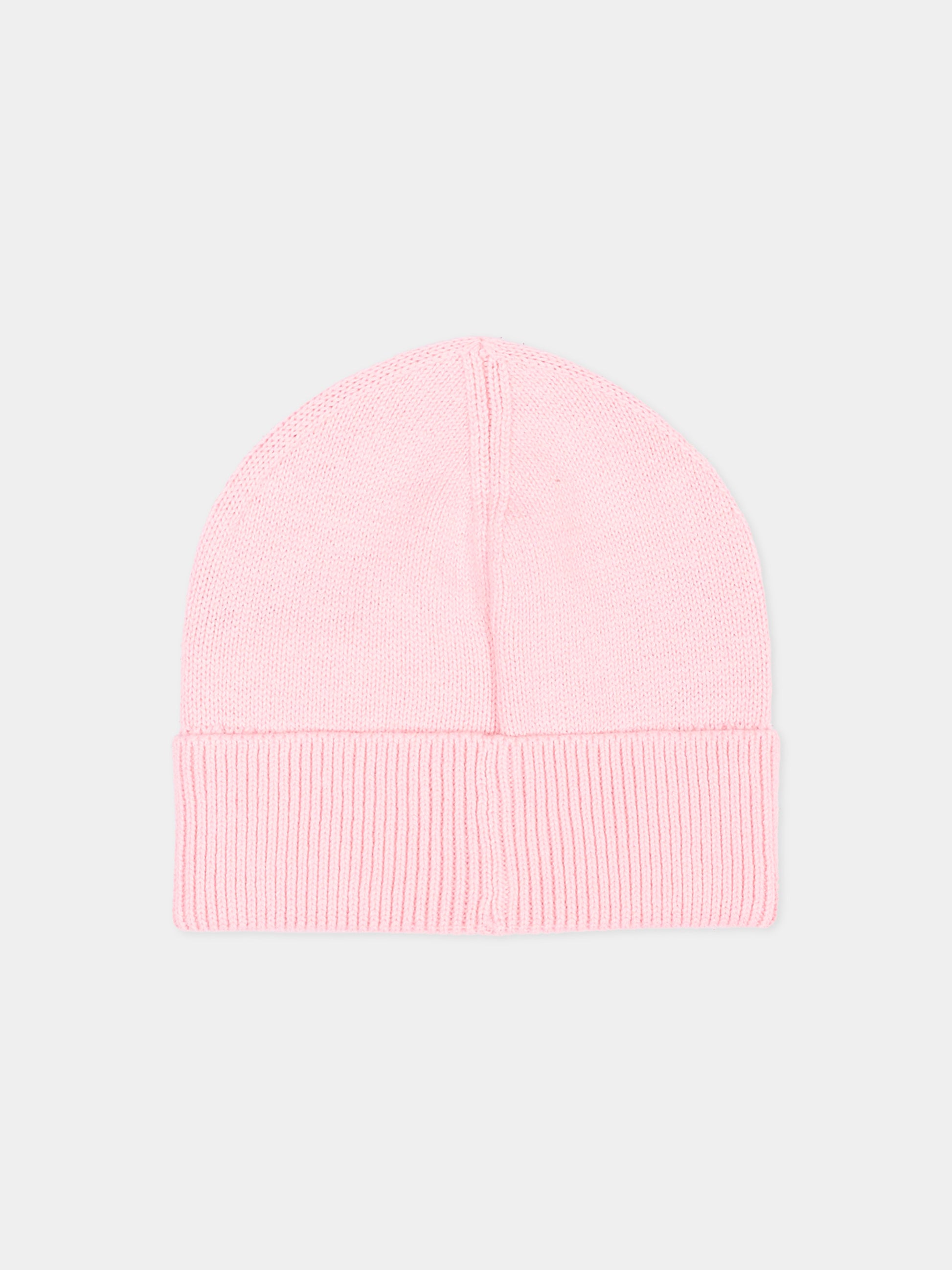 Berretto rosa per bambina con logo,Moschino Kids,HUX02S LHE66 50209