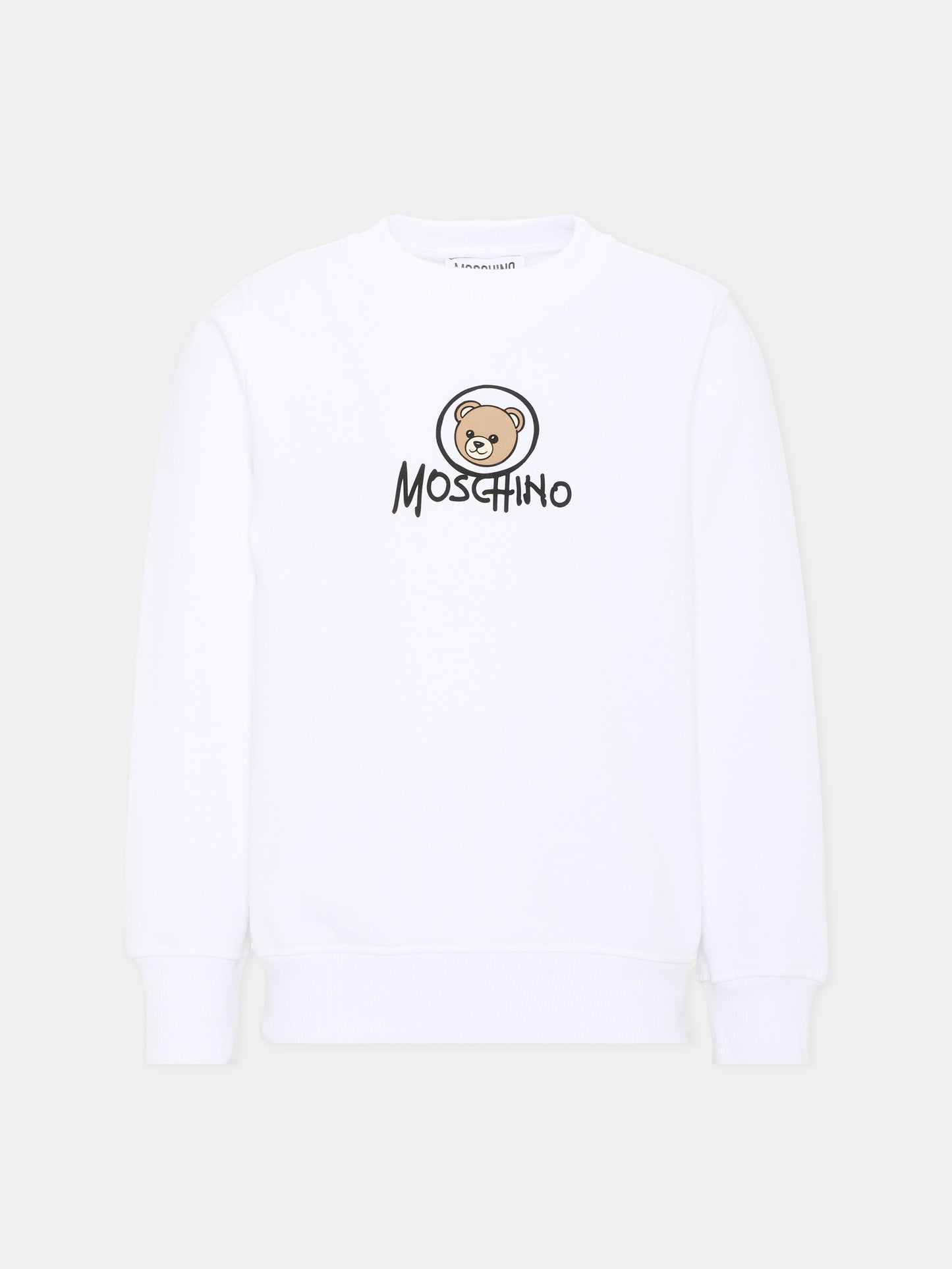 Felpa bianca per bambini con Teddy Bear,Moschino Kids,HXF08V LCA83 10101