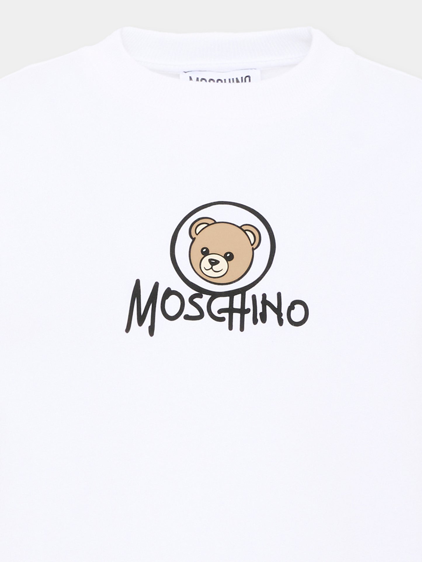 Felpa bianca per bambini con Teddy Bear,Moschino Kids,HXF08V LCA83 10101
