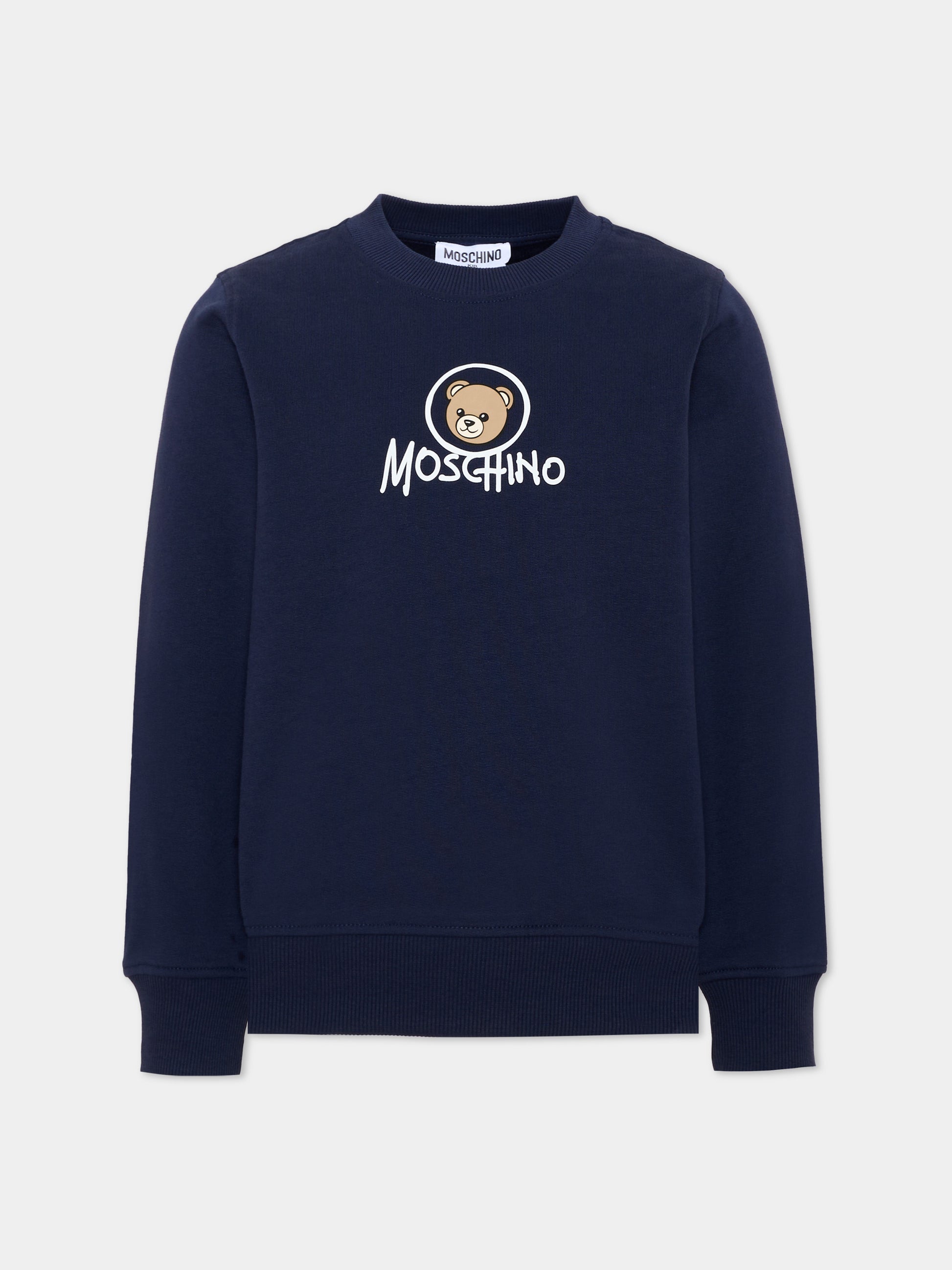 Felpa blu per bambini con Teddy Bear,Moschino Kids,HXF08V LCA83 40016