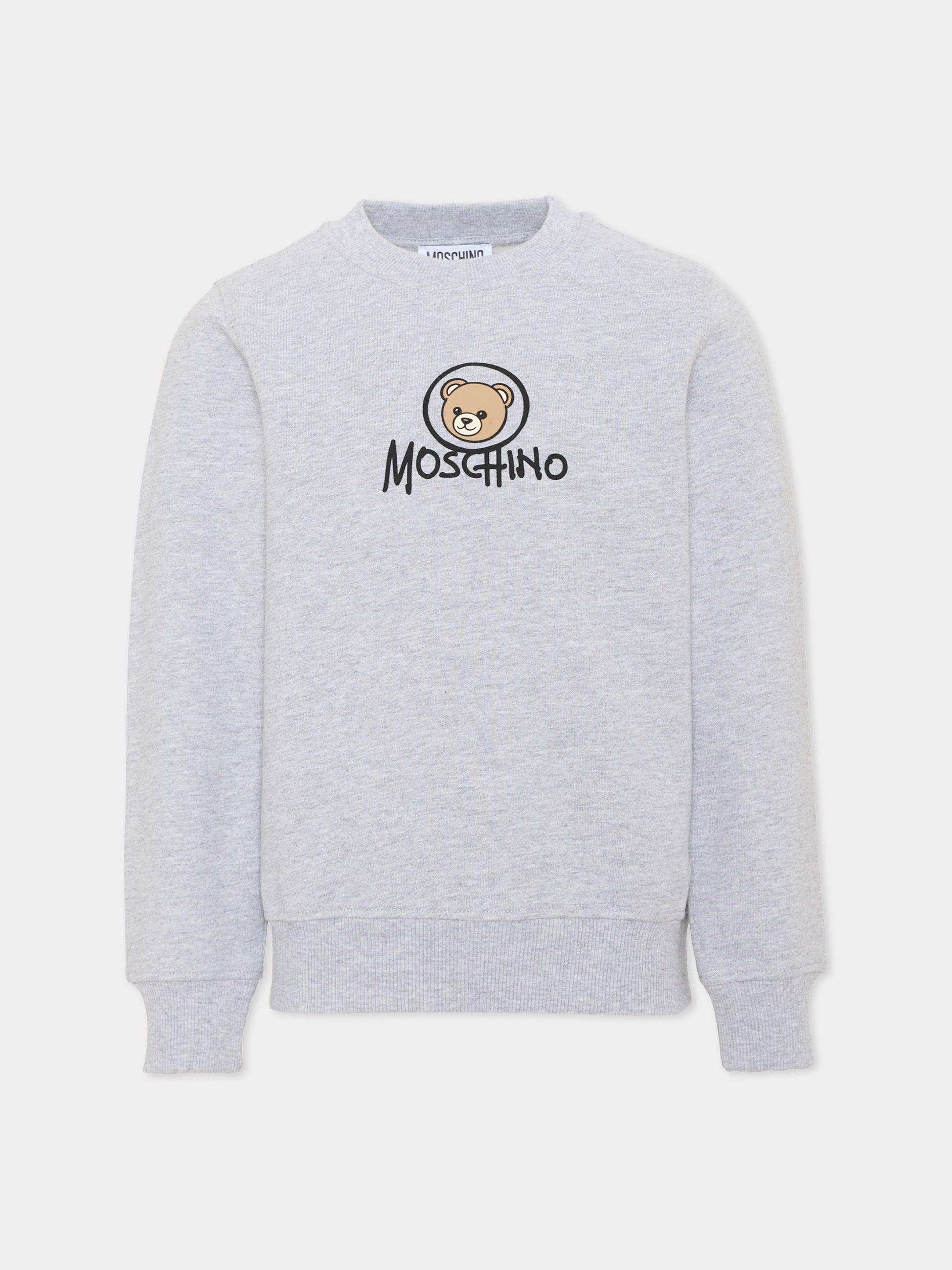 Felpa grigia per bambini con Teddy Bear,Moschino Kids,HXF08V LCA83 60901