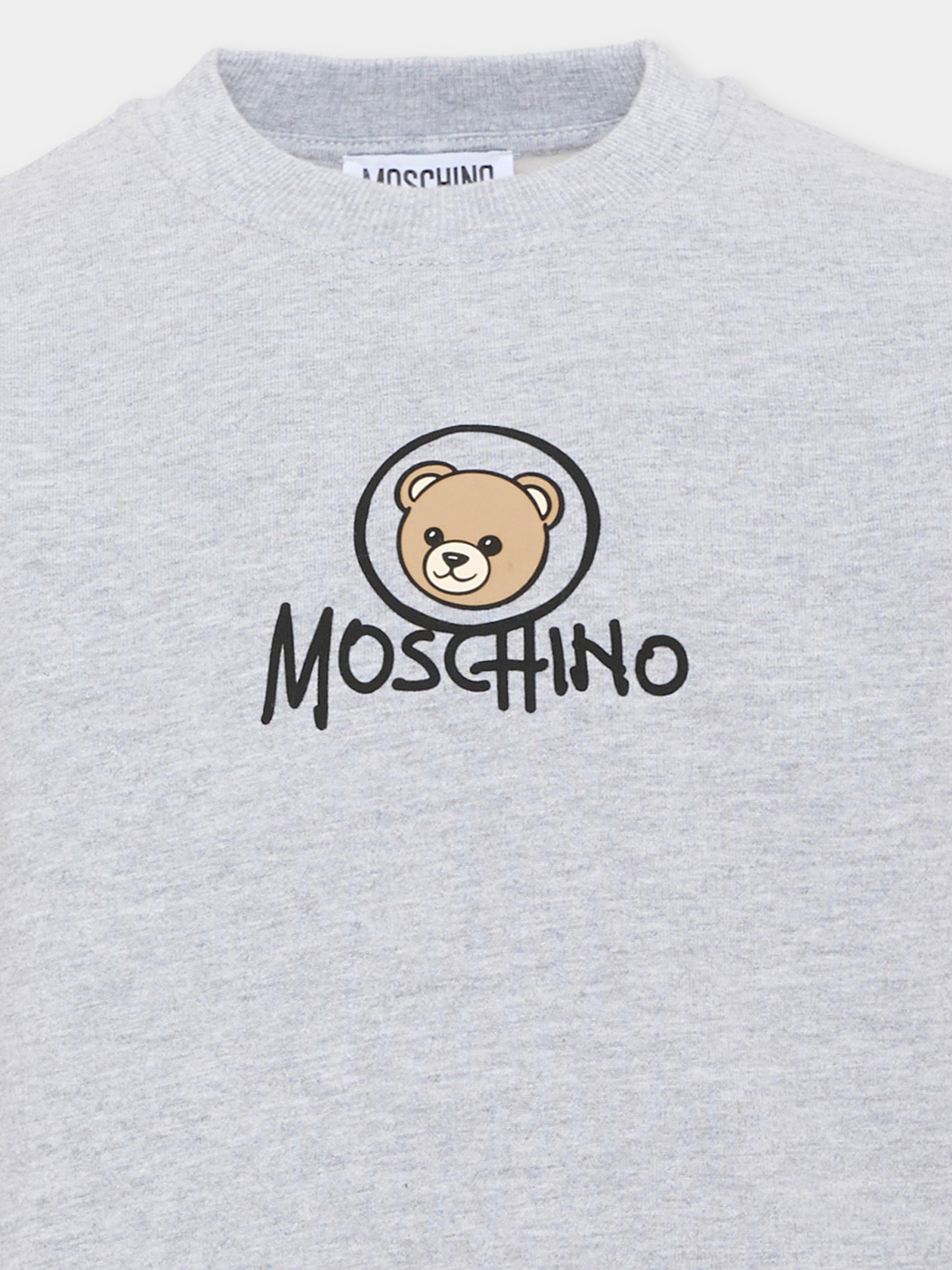 Felpa grigia per bambini con Teddy Bear,Moschino Kids,HXF08V LCA83 60901