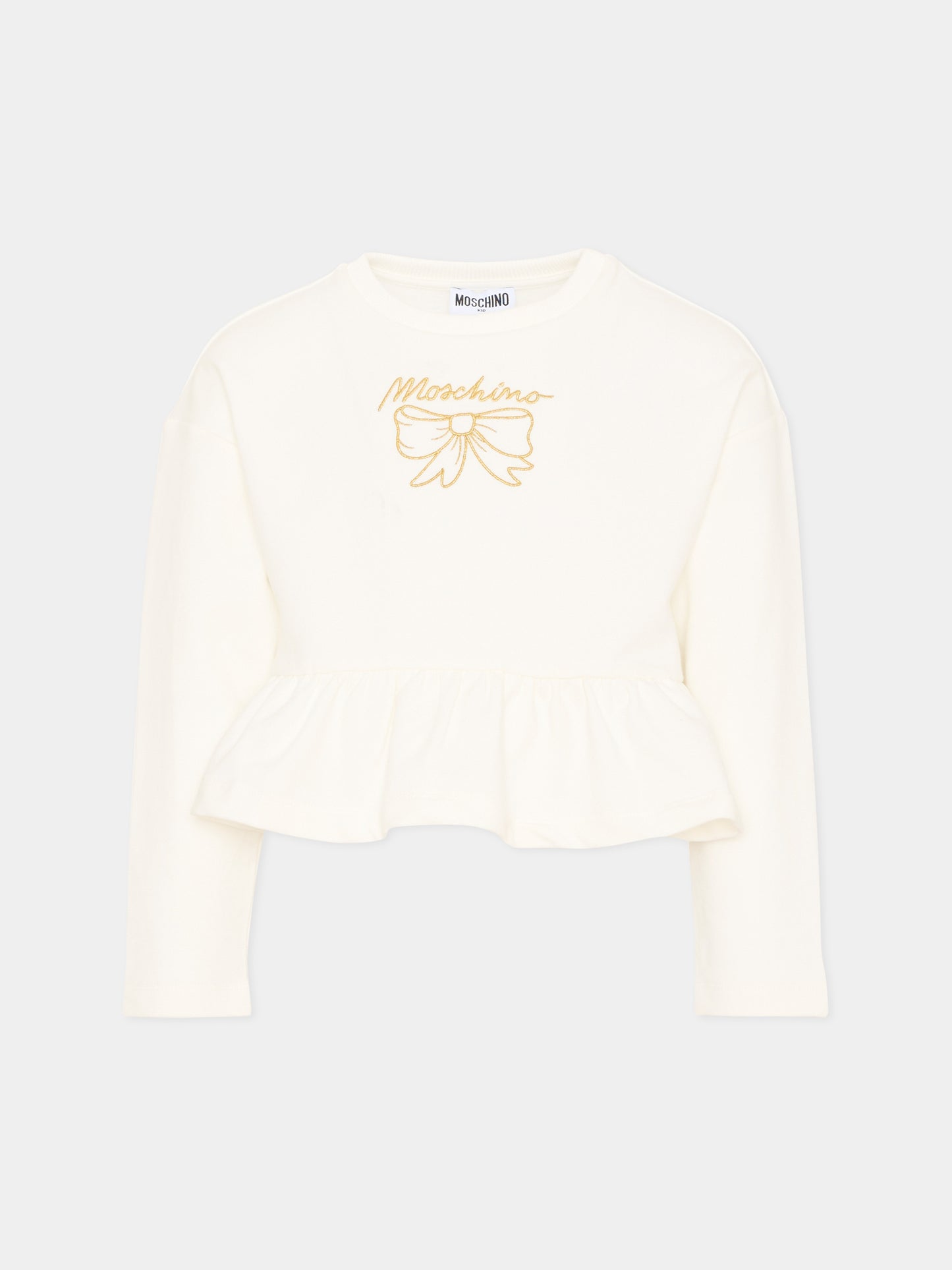 Felpa avorio per bambina con logo,Moschino Kids,HDF06H LDA18 10063