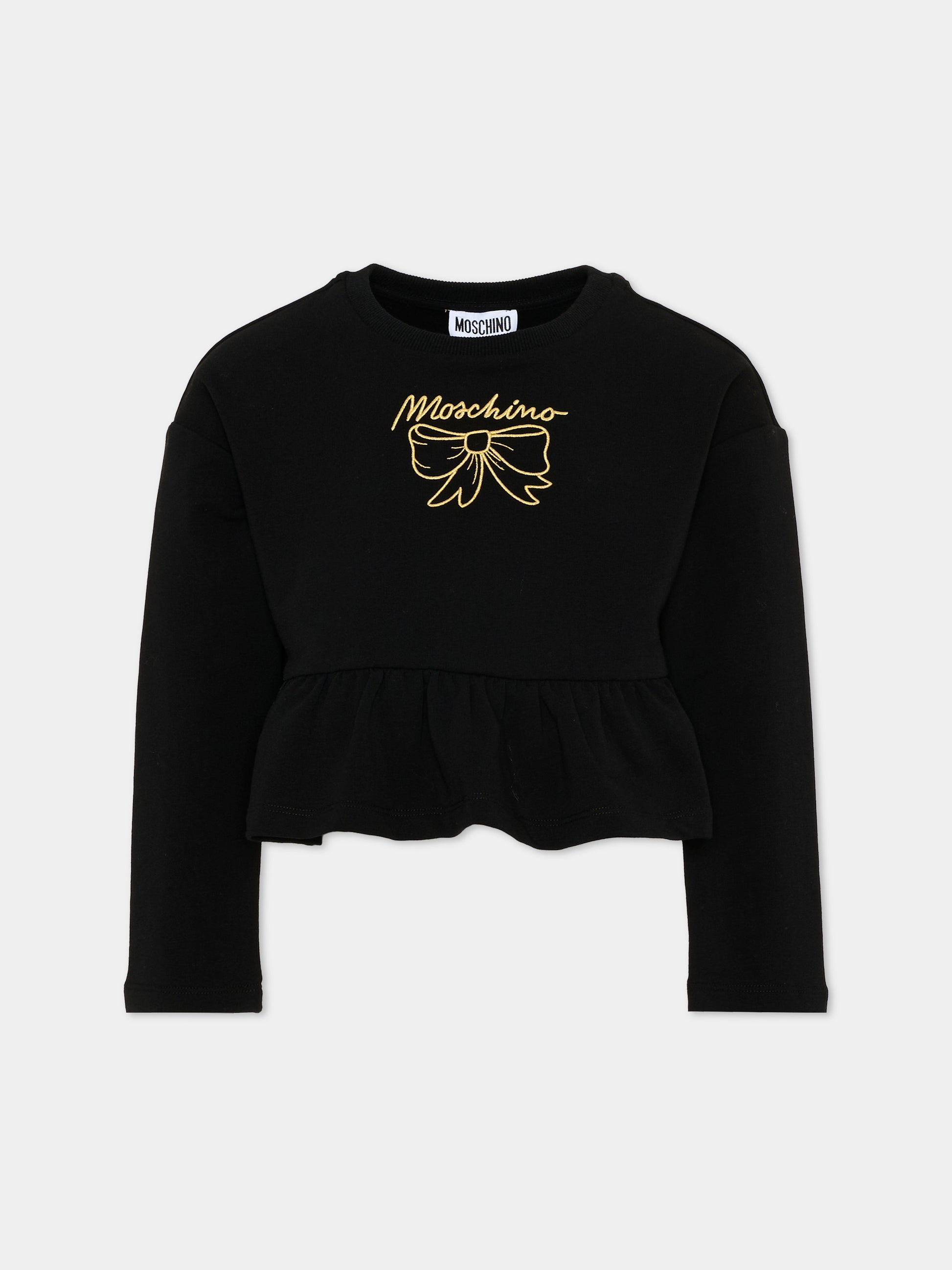 Felpa nera per bambina con logo,Moschino Kids,HDF06H LDA18 60100