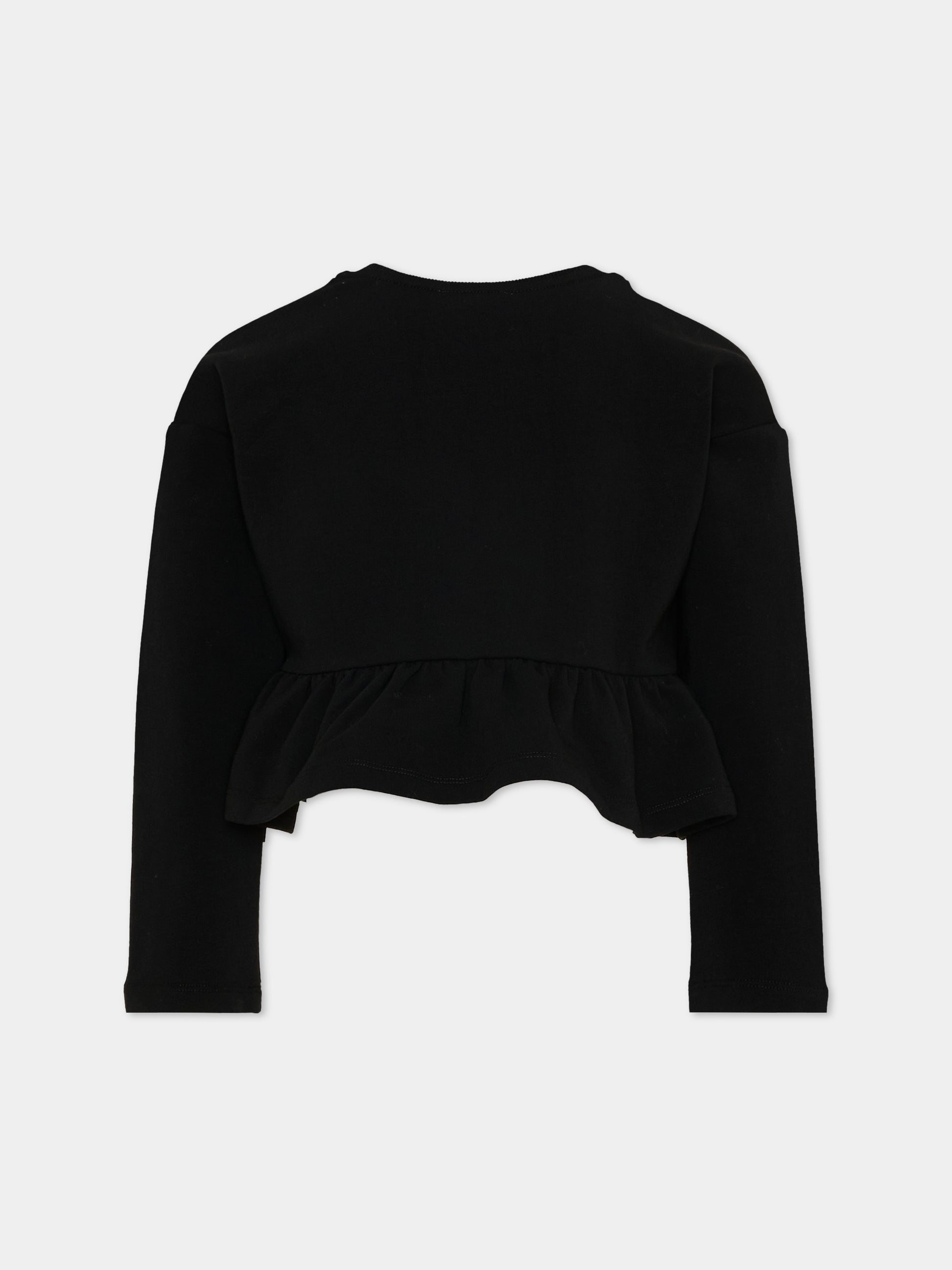 Felpa nera per bambina con logo,Moschino Kids,HDF06H LDA18 60100