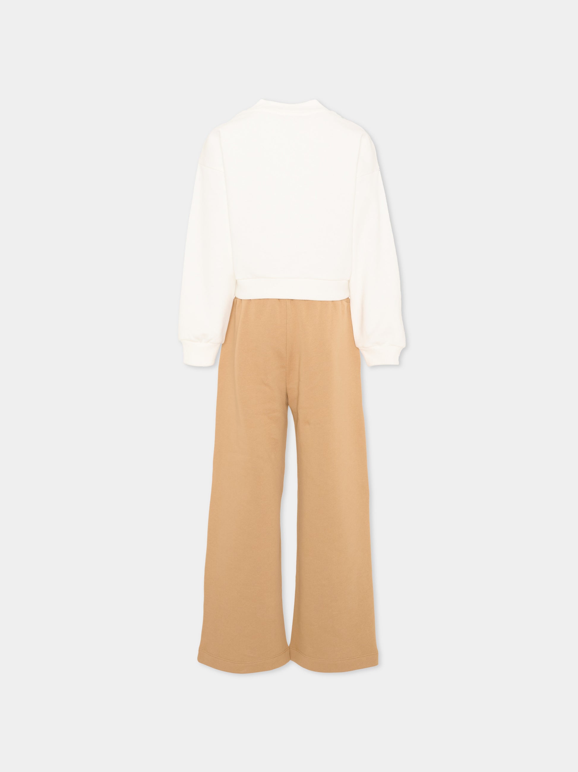 Completo sportivo avorio per bambini con logo,Moschino Kids,HDK037 LCA58 83544