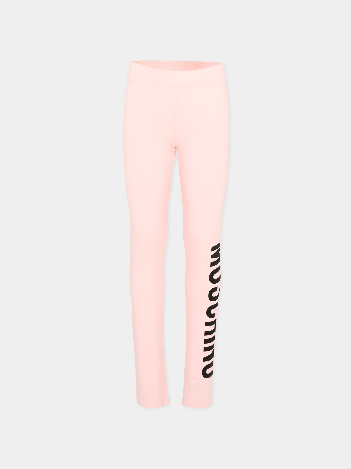 Leggings rosa per bambina con logo,Moschino Kids,HDP06R LBA11 50209