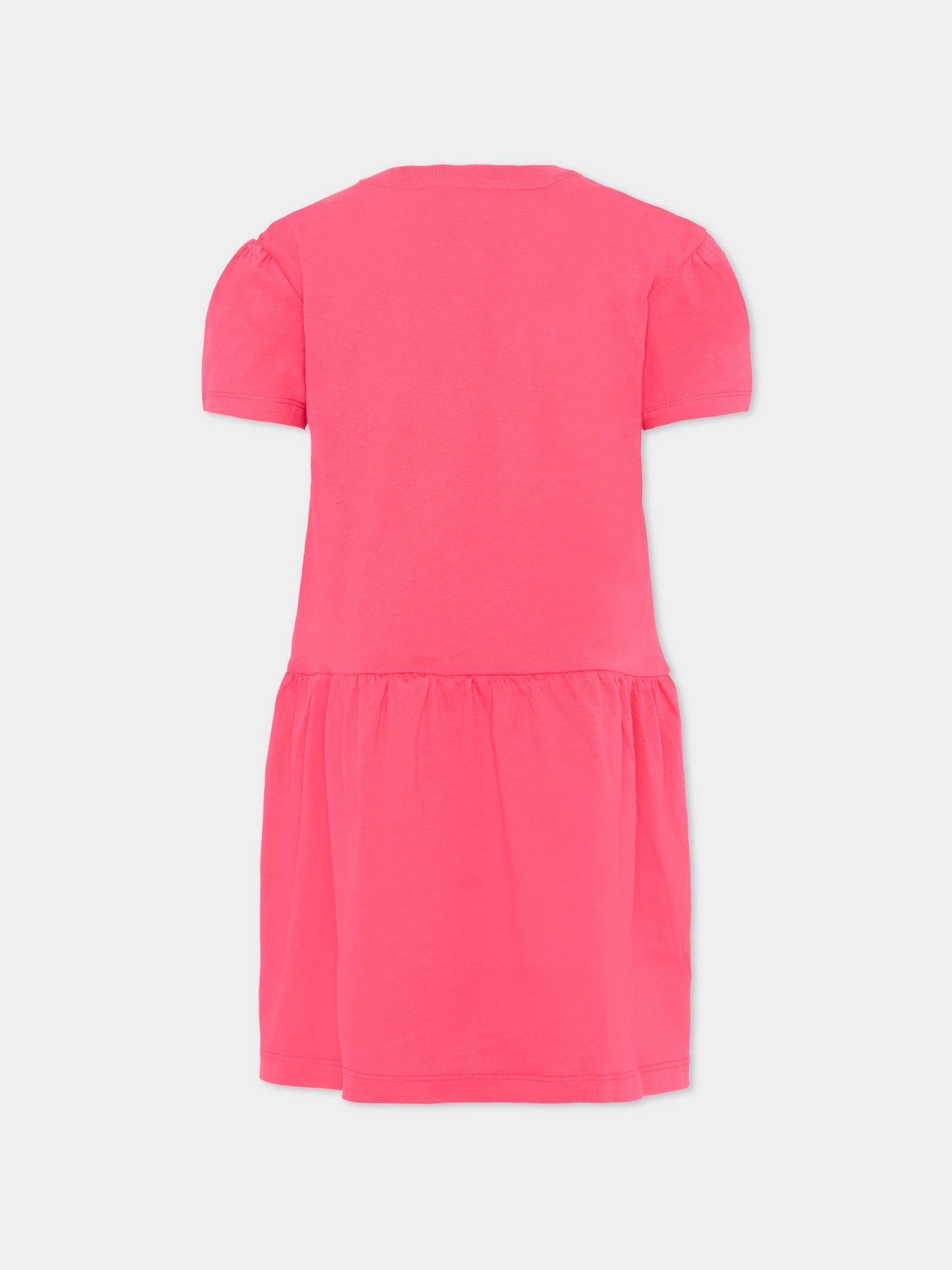 Vestito fucsia per bambina con Teddy Bear,Moschino Kids,HDV0H9 LAA10 50541