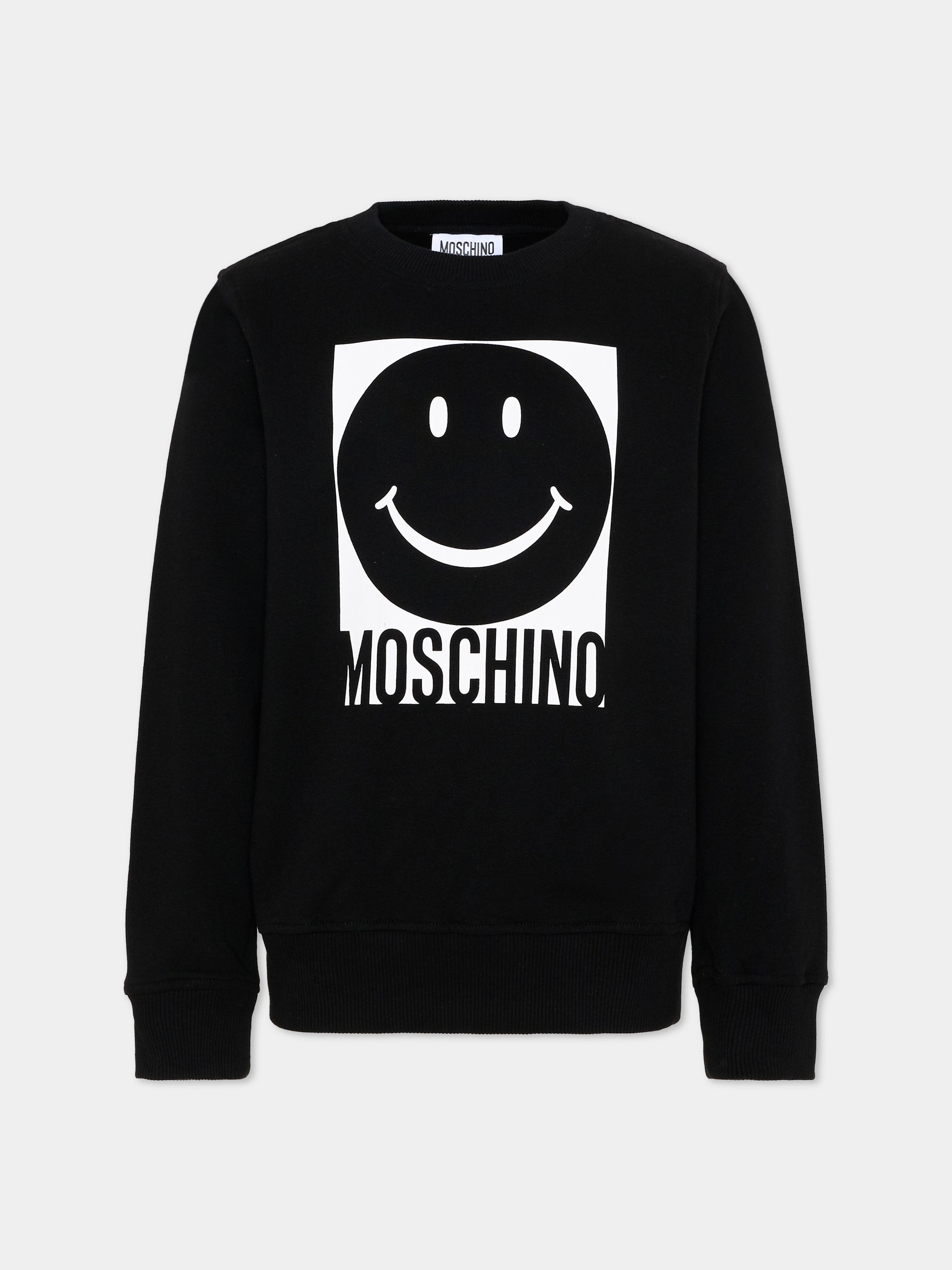 Felpa nera per bambini con logo,Moschino Kids,HSF08V LCA14 60100
