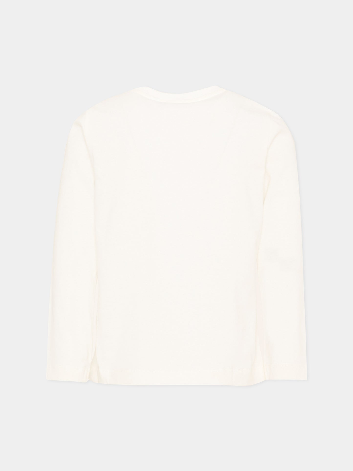 T-Shirt a manica lunga avorio per bambini con logo,Moschino Kids,HUO00Y LAA10 10063