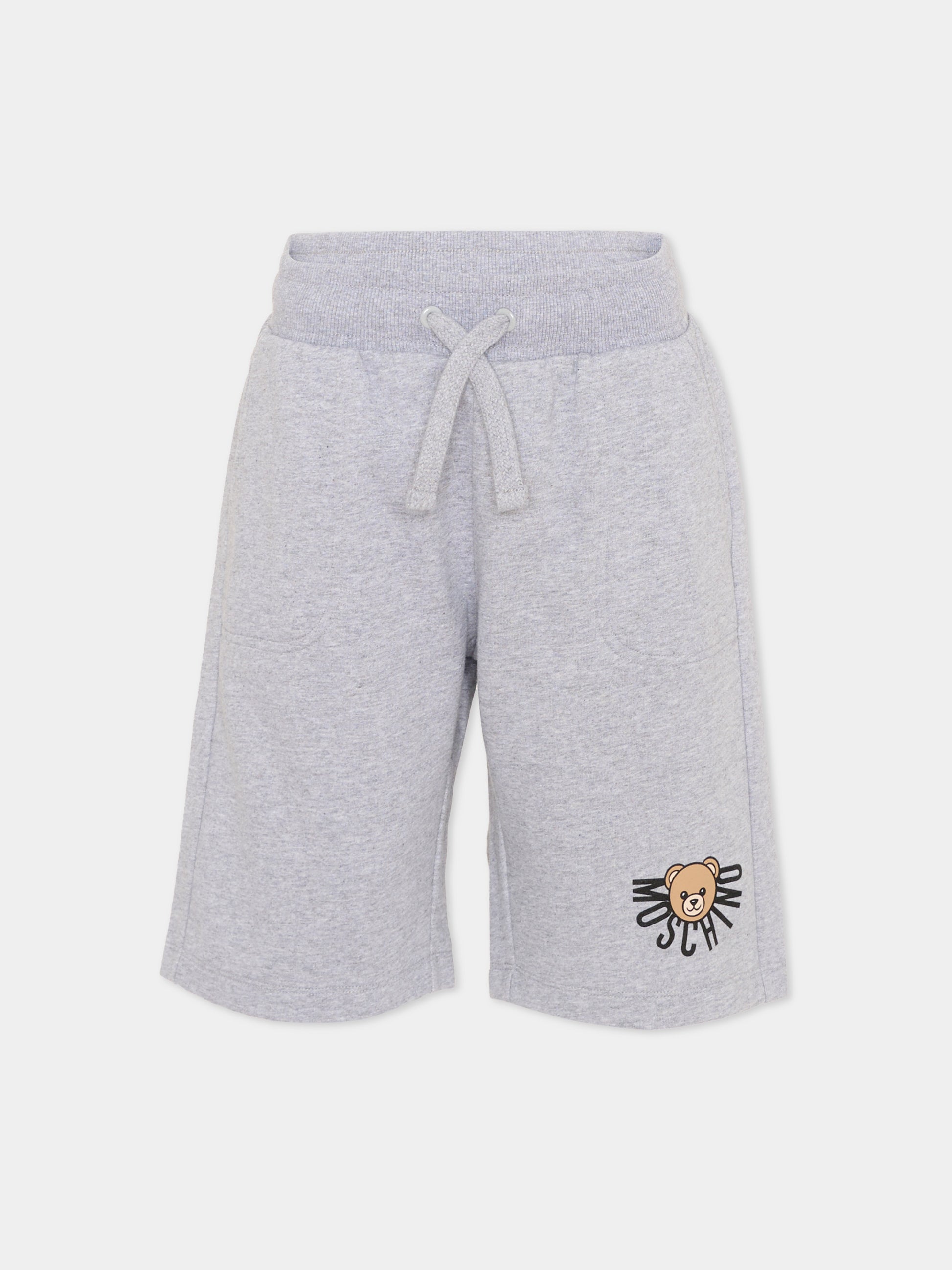 Shorts sportivi grigi per bambino con logo,Moschino Kids,HUQ02H LCA40 60901
