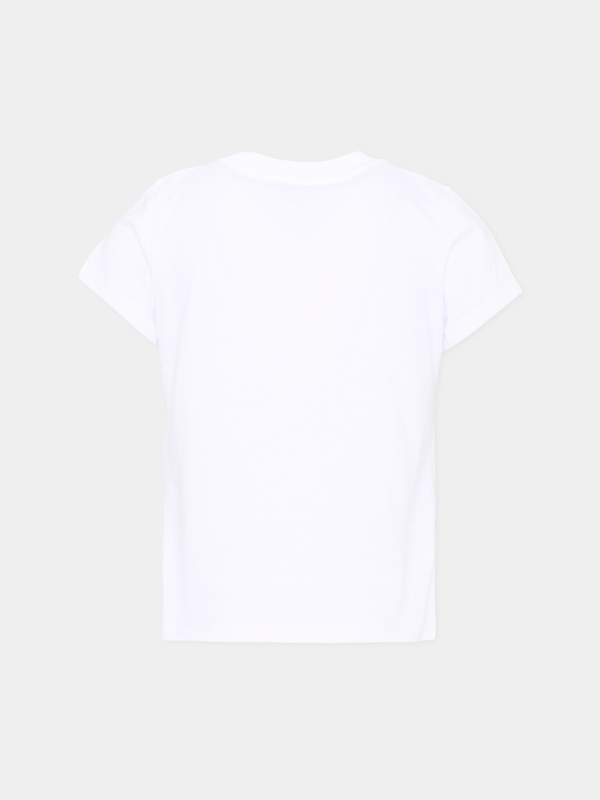 T-Shirt bianca per bambino con stampa cartoon e logo,Moschino Kids,HAM06V LAA10 10101