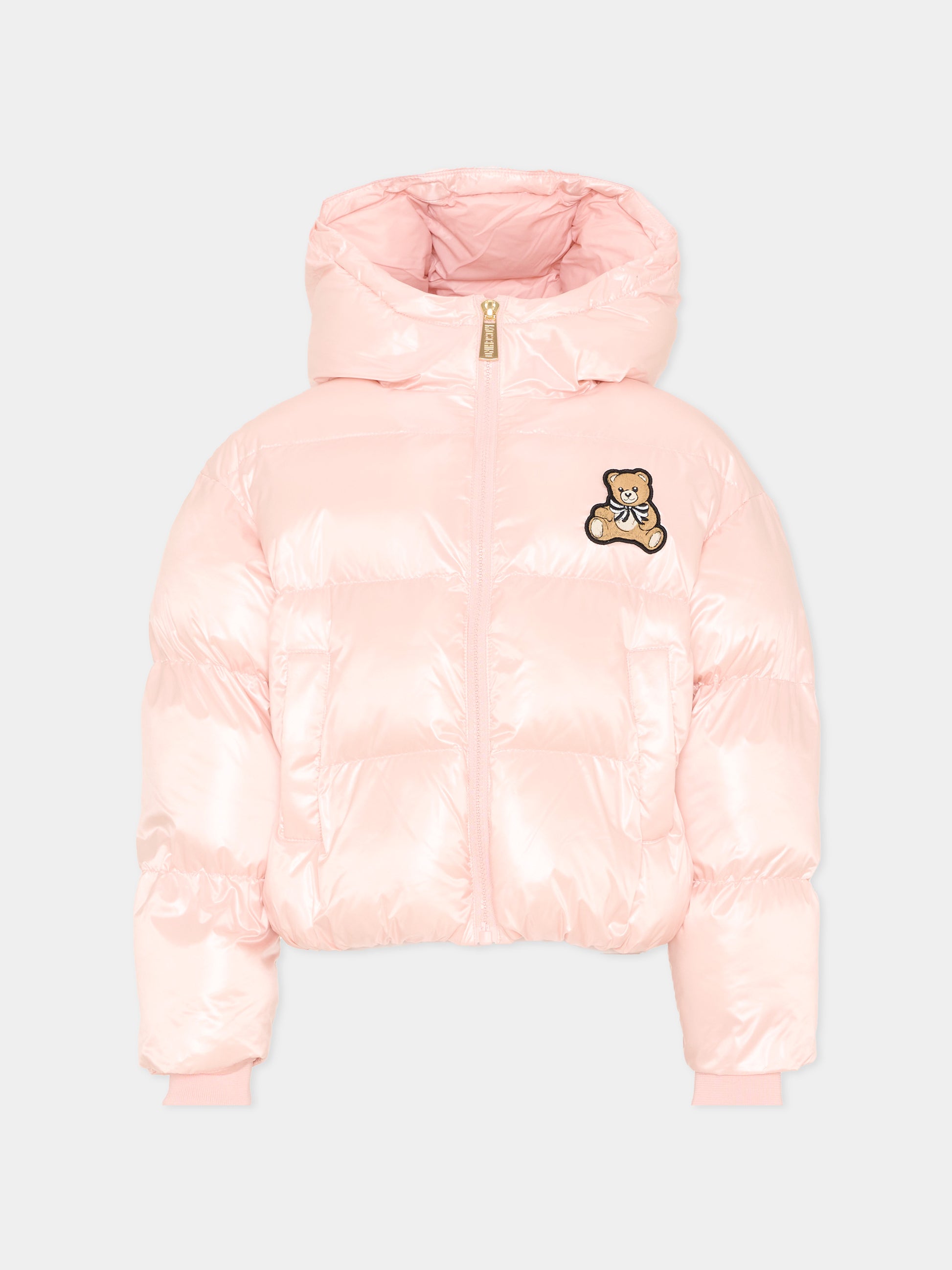Piumino rosa per bambina con Teddy Bear,Moschino Kids,HDS053 L3AB4 50209