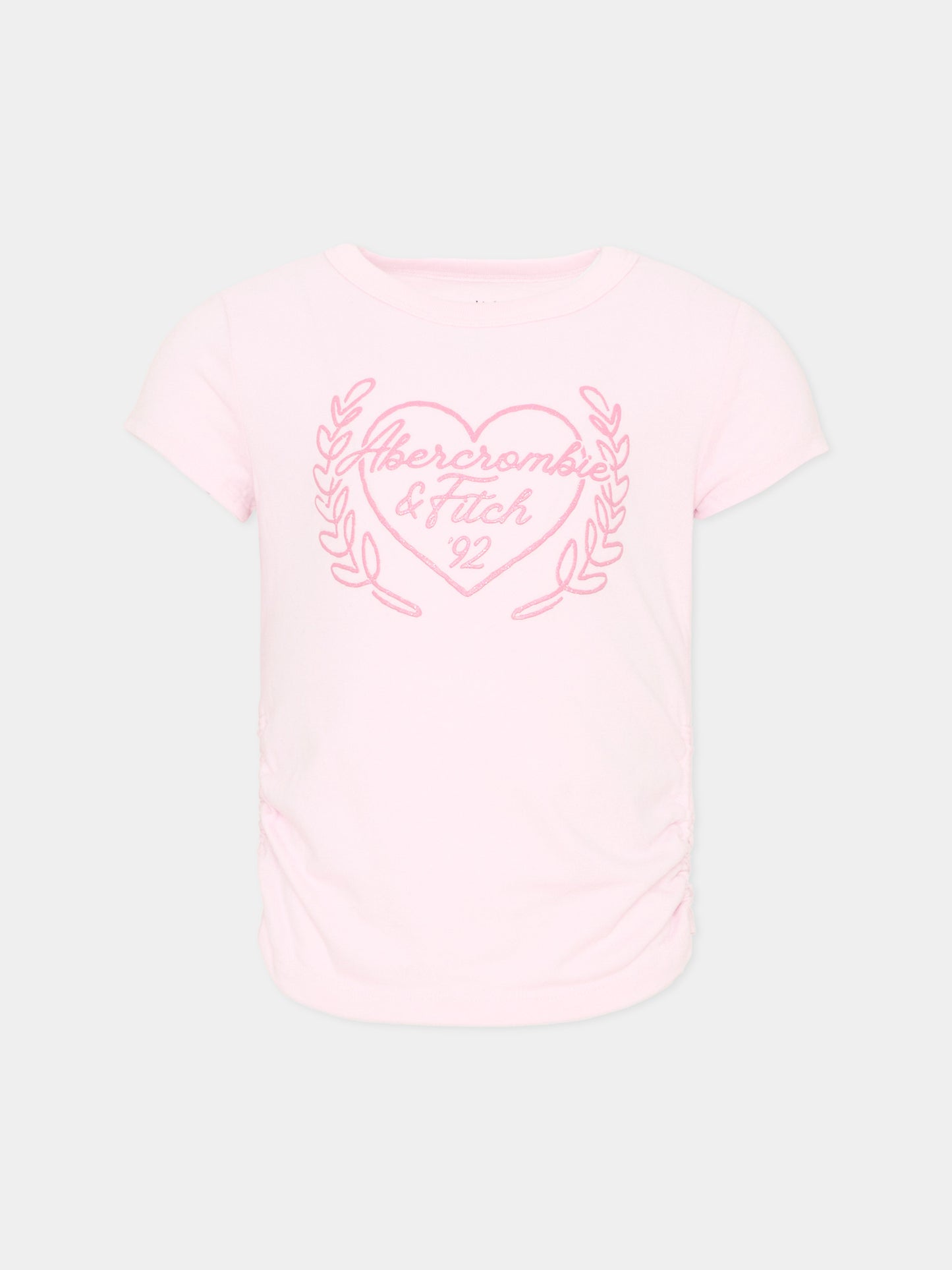 T-Shirt rosa per bambina con logo glitter,Abercrombie & Fitch,43AH35 ADM