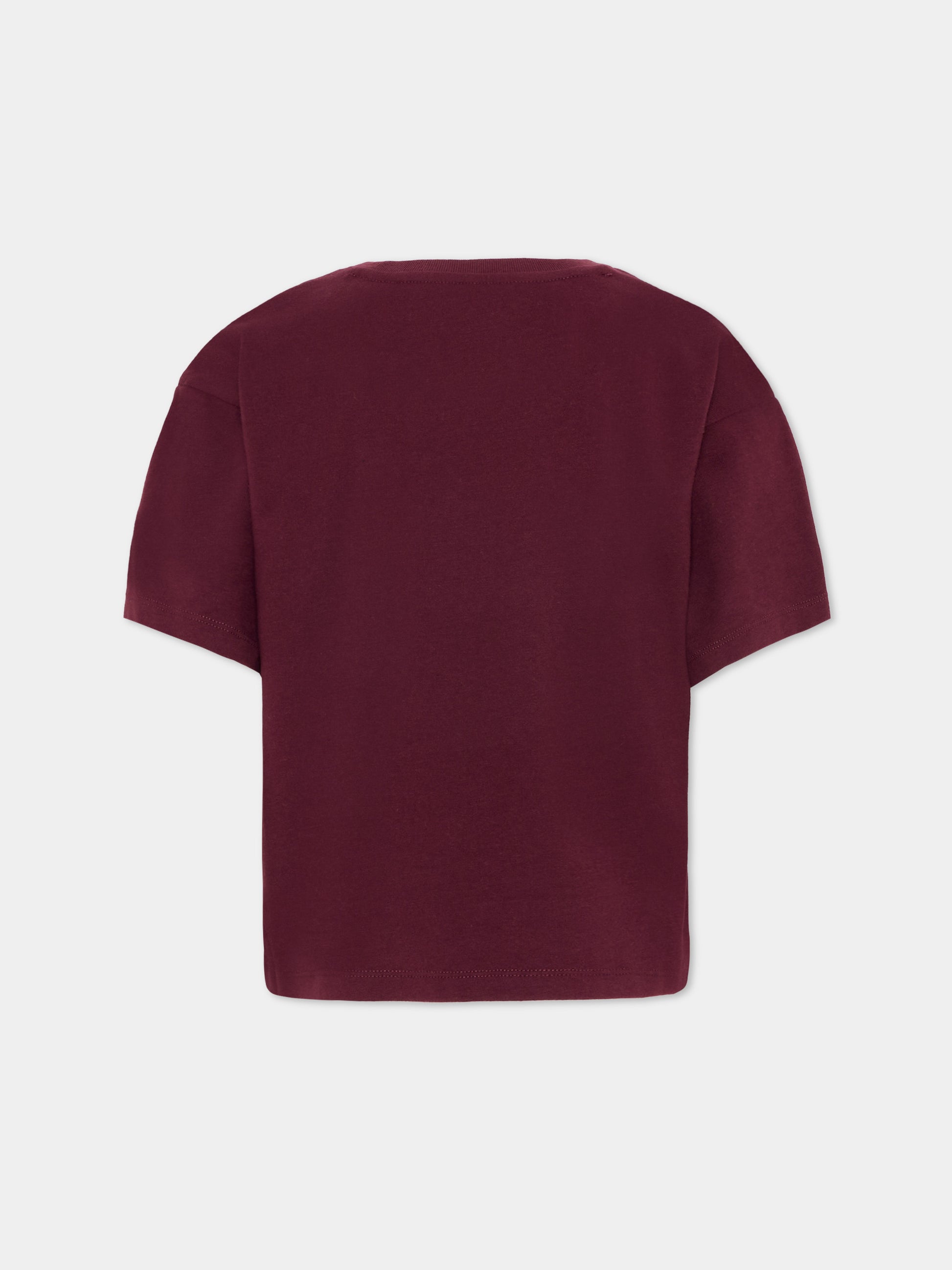 T-Shirt bordeaux per bambina con logo,Abercrombie & Fitch,43AJ81 P4U