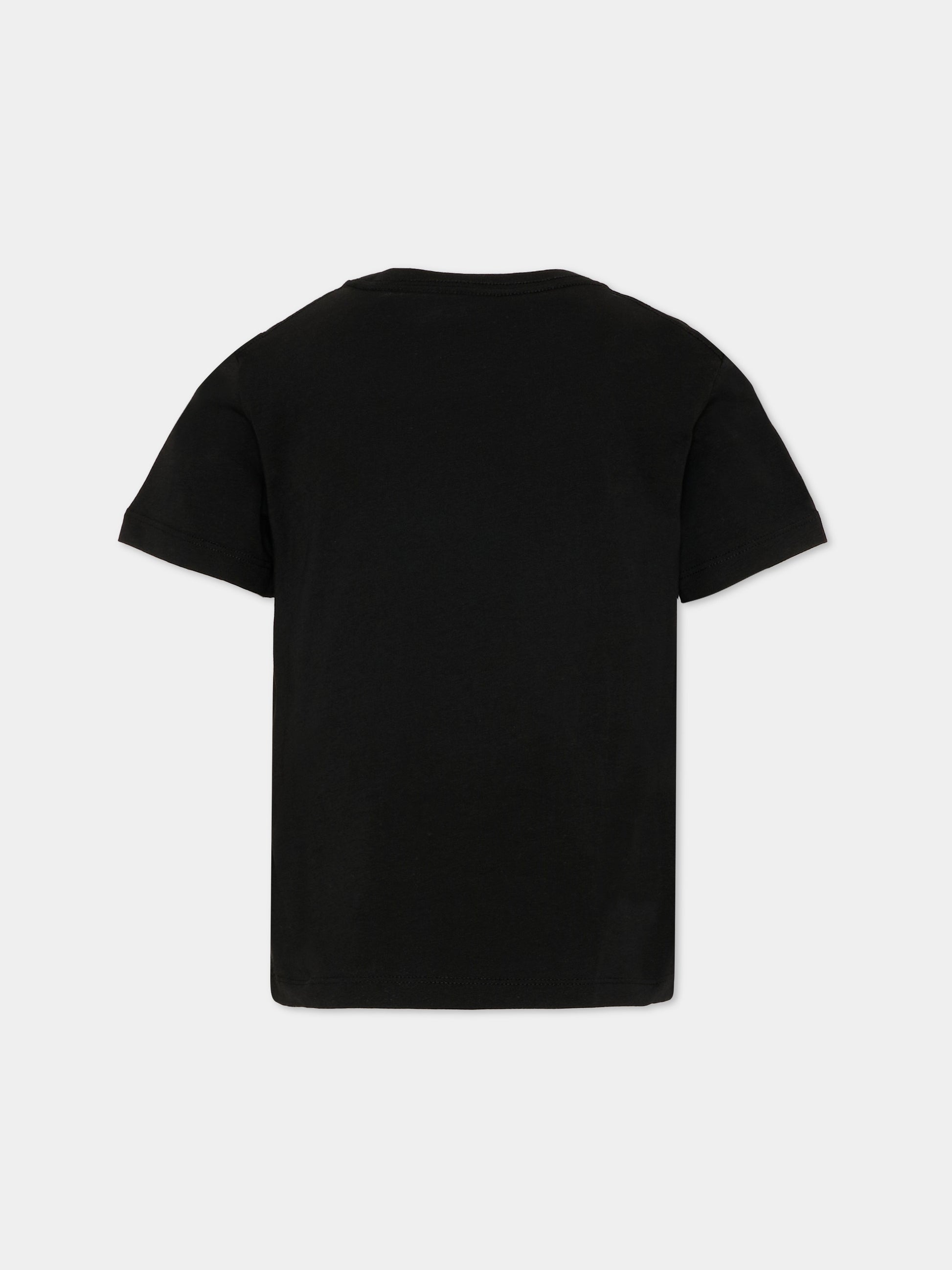 T-Shirt nera per bambini con logo,Calvin Klein Kids,IU0IU00683 BEH