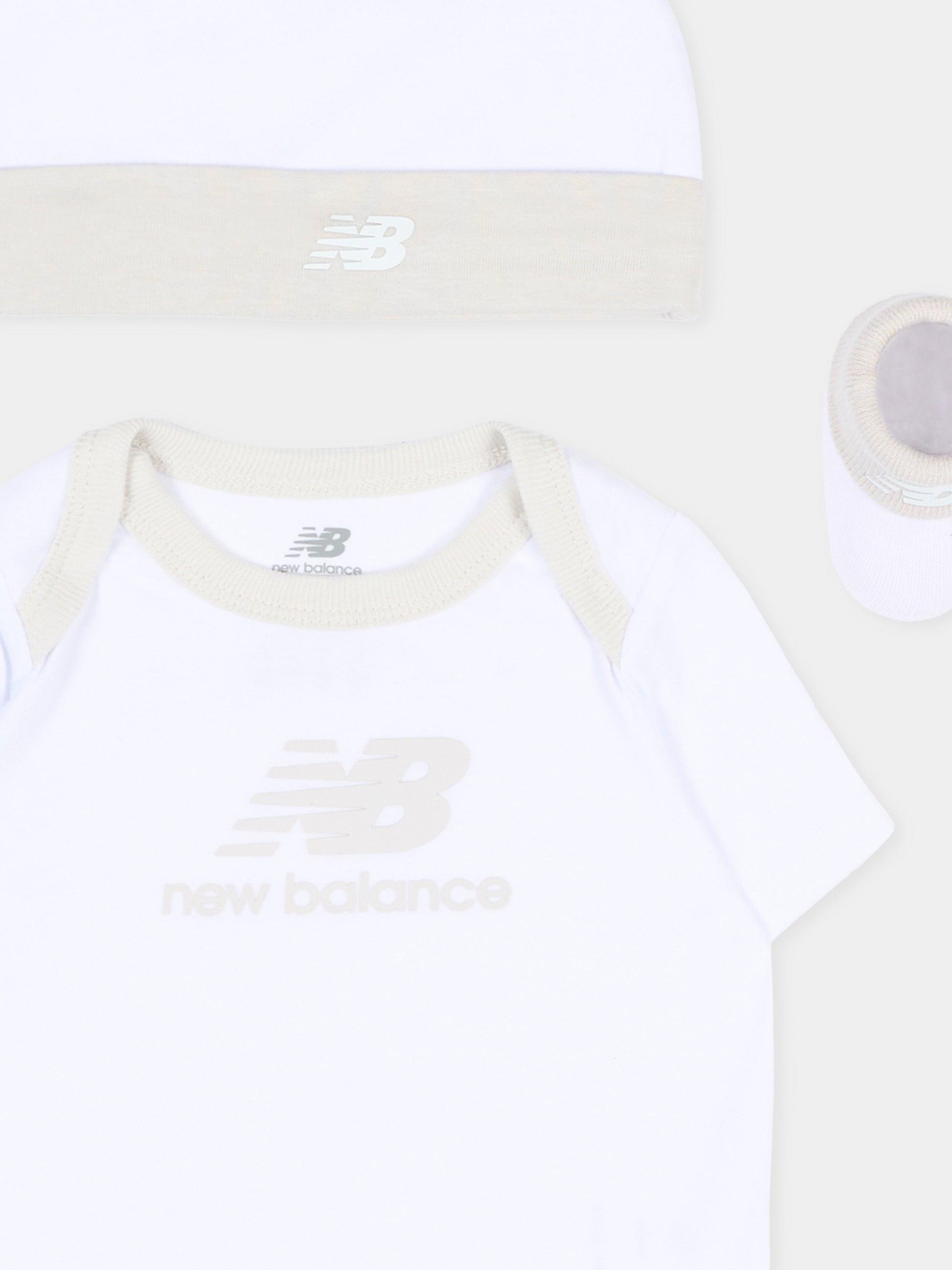 Set tutina bianco per neonati con logo,New Balance,LAKB0106 BWE