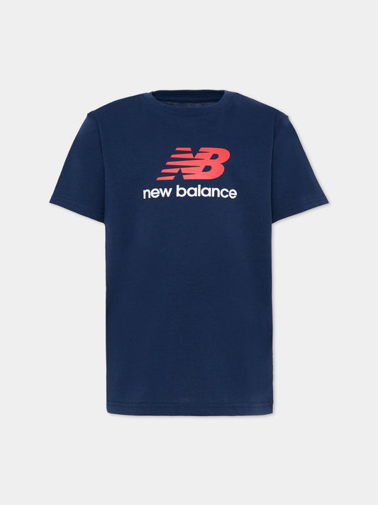 T-shirt blu per bambino con logo,New Balance,LAKB0253 NNY