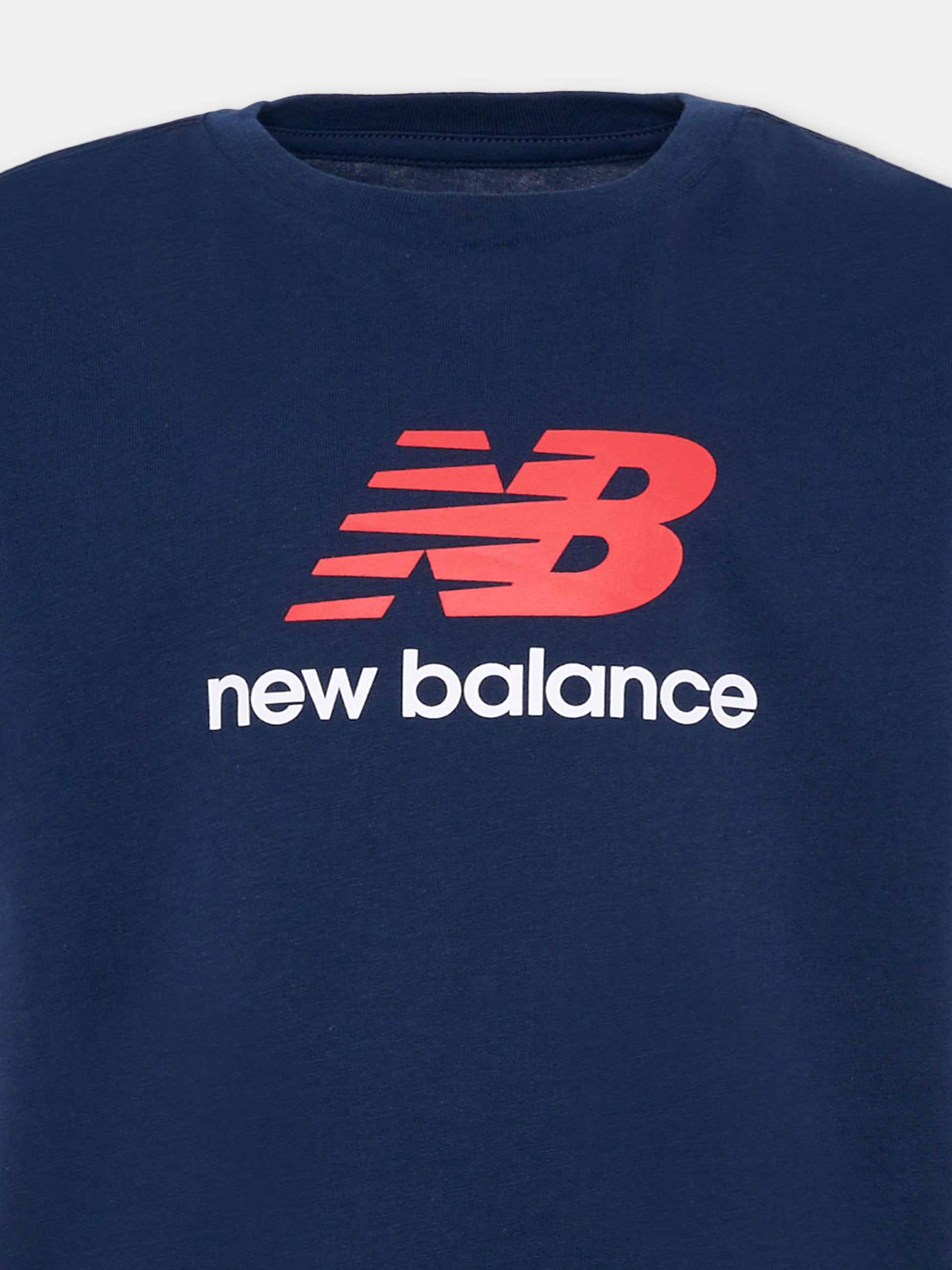 T-shirt blu per bambino con logo,New Balance,LAKB0253 NNY